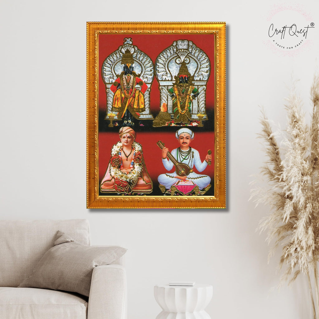 CRAFT QUEST Lord Shri Vitthal Rukmini Photo Frame with Acrylic Sheet Wall Hanging/Gift/Temple/puja Room/Home Decor Frame Item