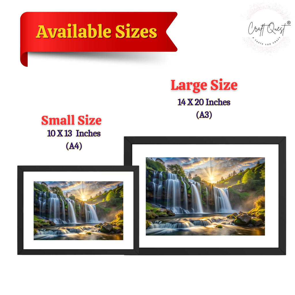 CRAFT QUEST Vastu Waterfall Landscape Scenery Photo Frame With Acrylic Sheet | Living Room, Bedroom | Home Decoration | Best Gifting Option