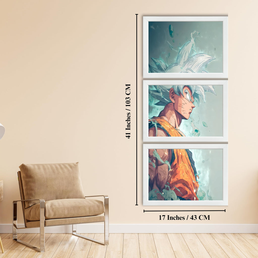VENUXE ARTS Set Of 3 Anime Characters Wall Framed |Anime Characters Framed Poster for Living Room Bedroom Gaming Room Studio Wall Decor