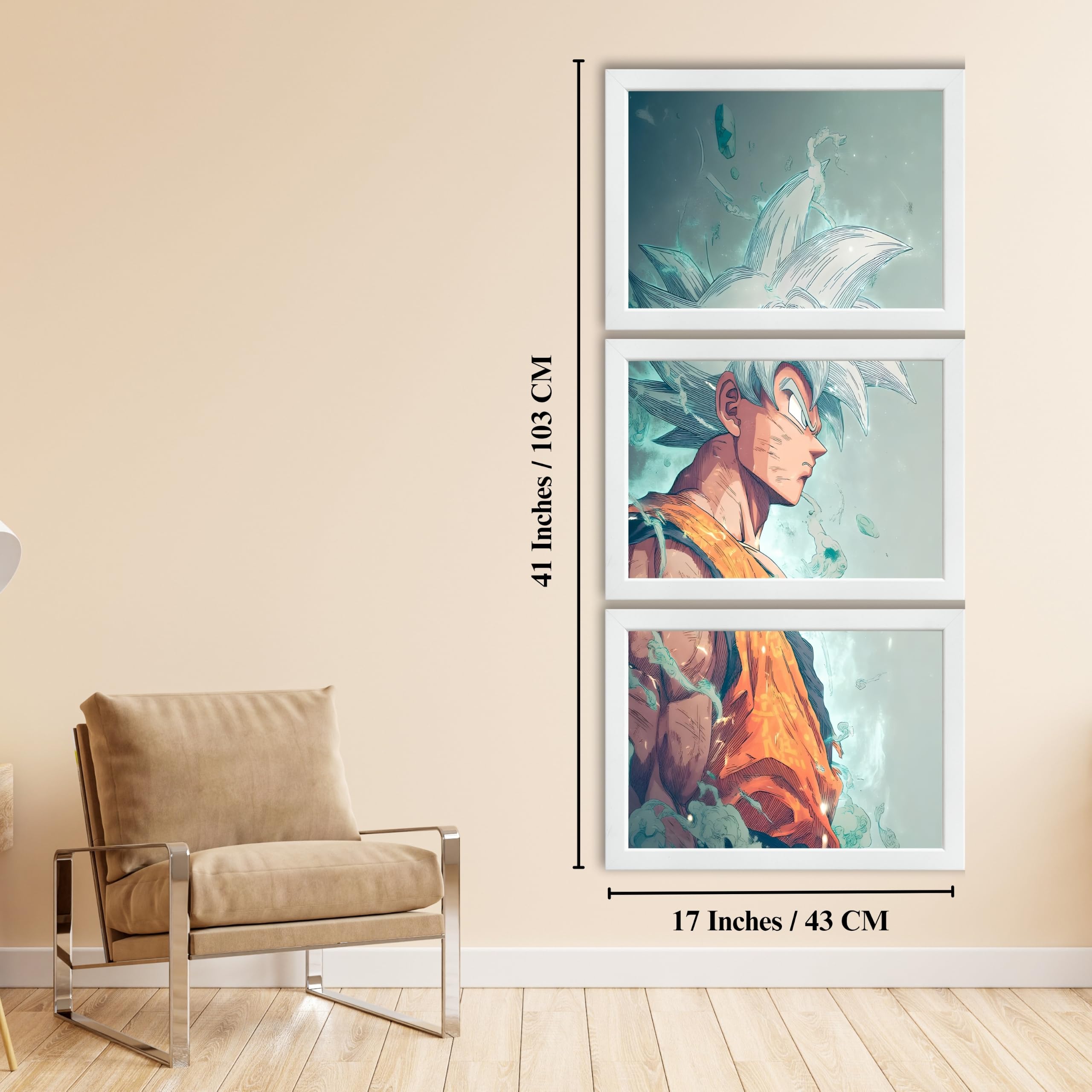 VENUXE ARTS Set Of 3 Anime Characters Wall Framed |Anime Characters Framed Poster for Living Room Bedroom Gaming Room Studio Wall Decor