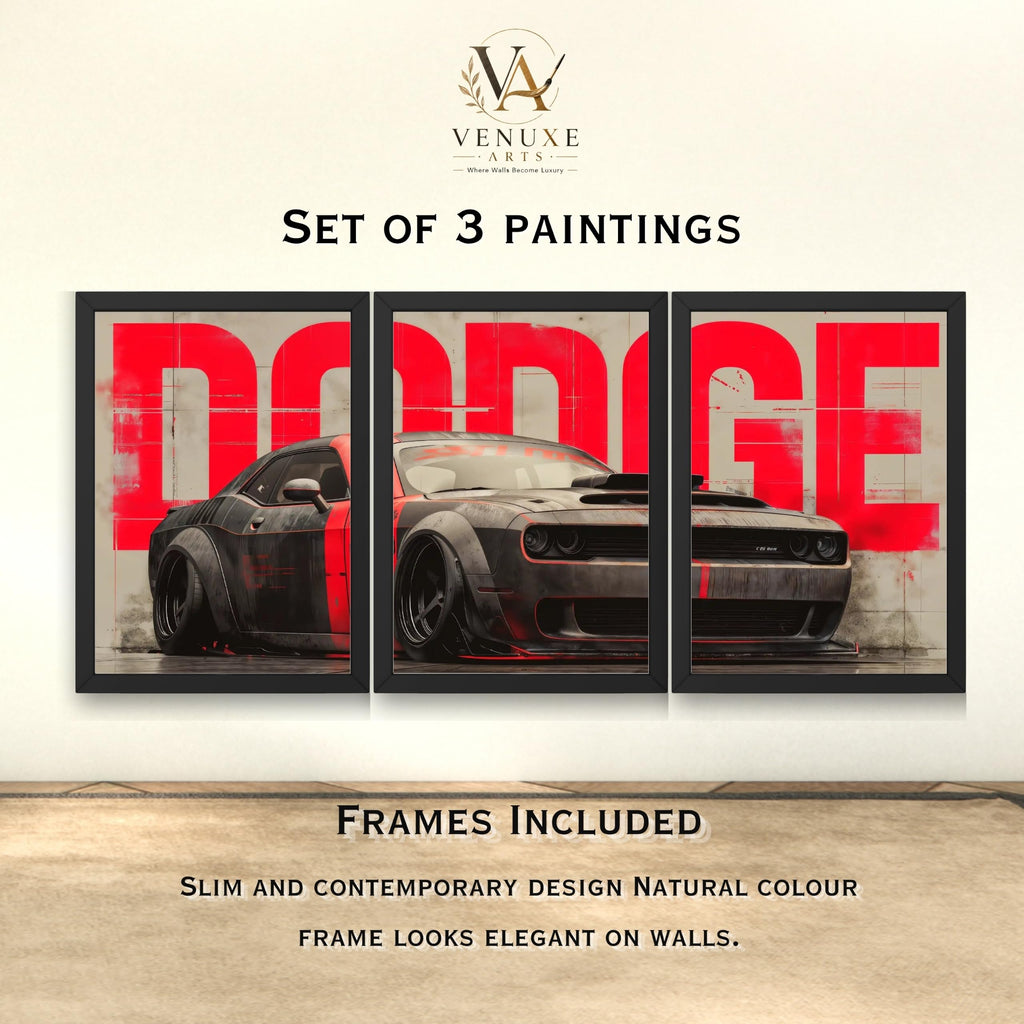 VENUXE ARTS Set Of 3 Big Sports Cars Framed Posters Gift Items for Boys Room Wall Decoration Bedroom Living Room Office Studio Décor | Car Poster Frame for Wall Décor