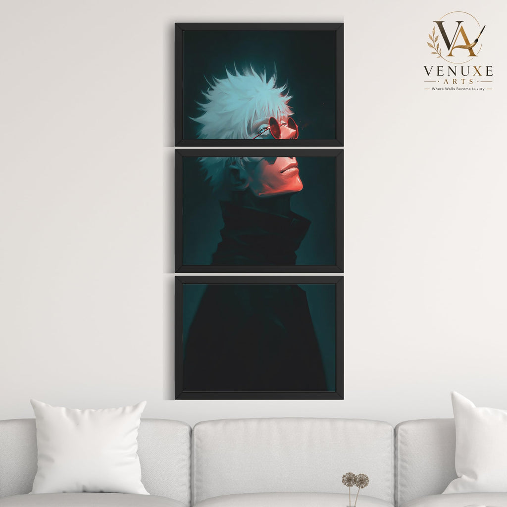 VENUXE ARTS Set Of 3 Anime Characters Wall Framed |Anime Characters Framed Poster for Living Room Bedroom Gaming Room Studio Wall Decor