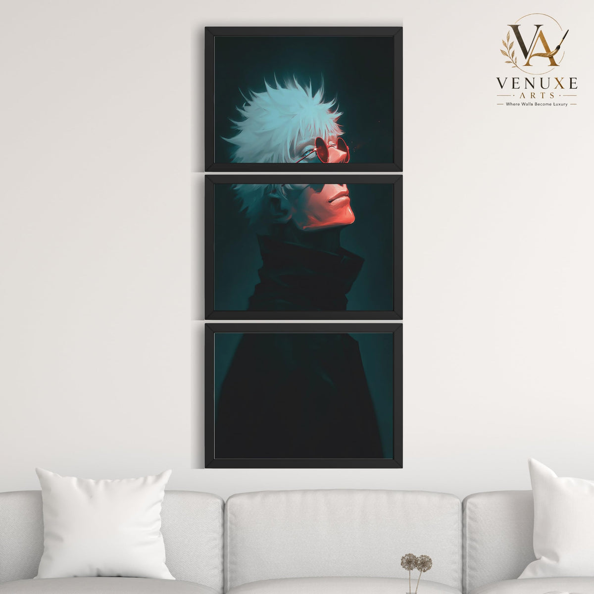 VENUXE ARTS Set Of 3 Anime Characters Wall Framed |Anime Characters Framed Poster for Living Room Bedroom Gaming Room Studio Wall Decor
