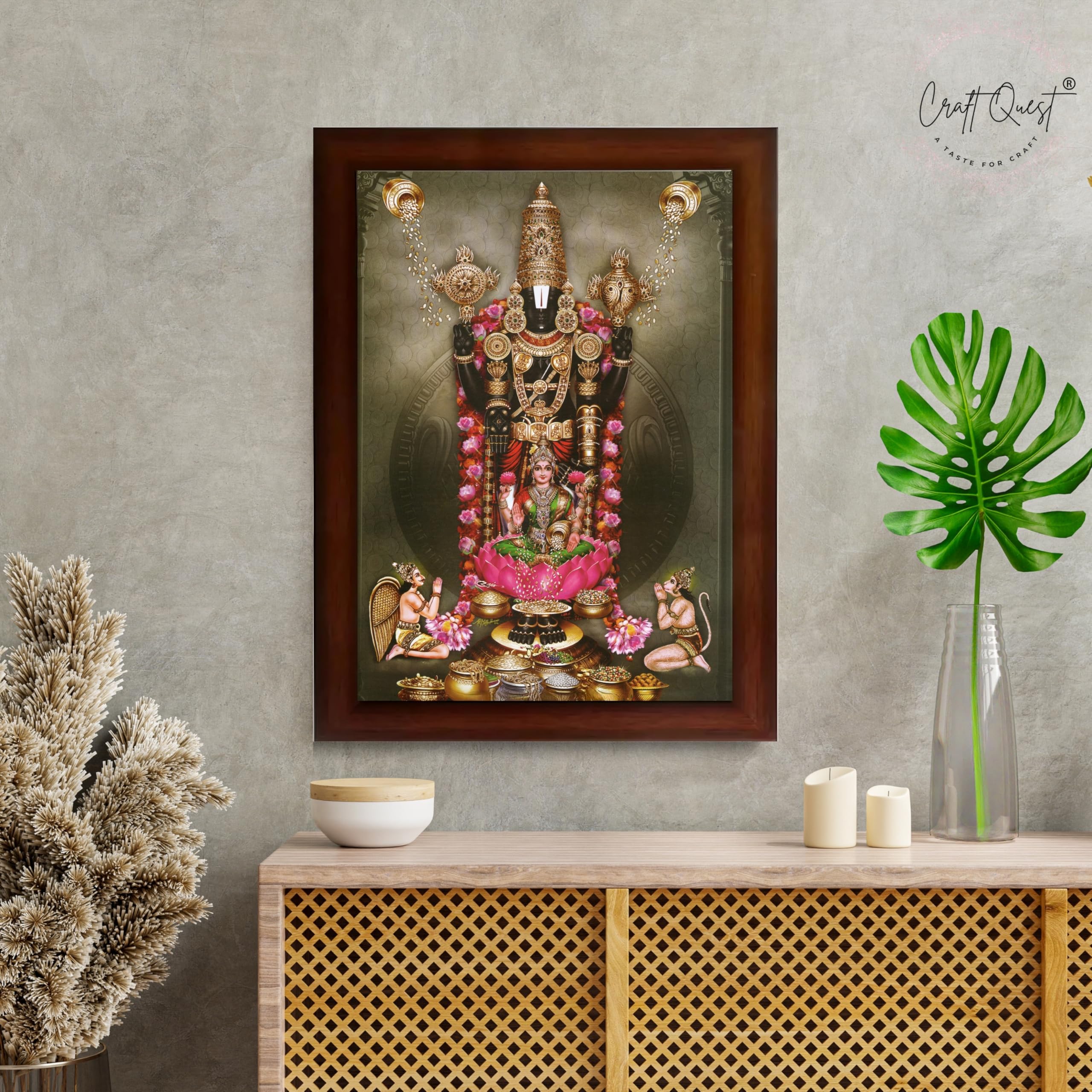 CRAFT QUEST Venkateshwara Tirupati Balaji Lakshmi venkateshwer Swamy Wall Photo Frame For Home, Temple, Pooja, Wall Décor Item