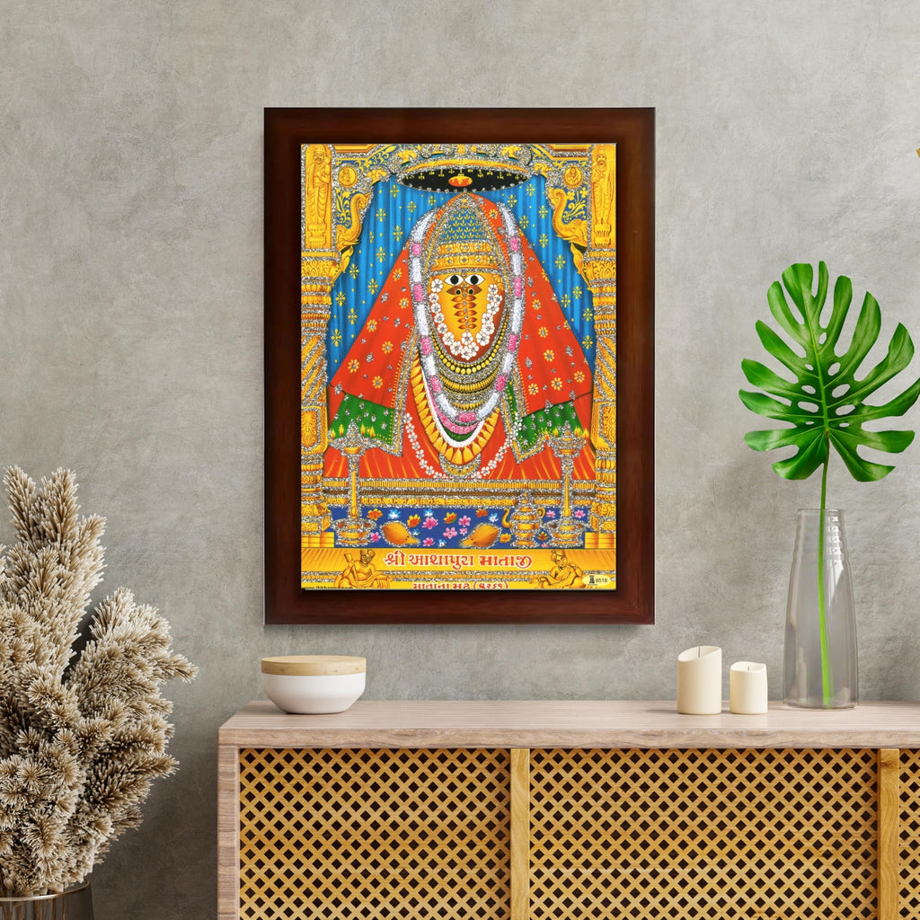 CRAFT QUEST Ashapura Maa Mata Ji Shri Nadol Mataji Wall Painting For Home Decor wooden framed