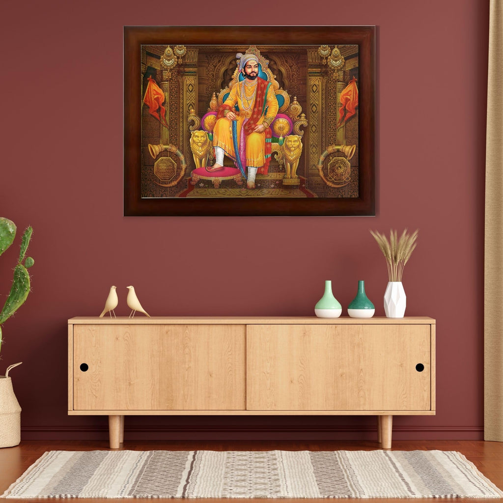 CRAFT QUEST Chhatrapati Shivaji Maharaj photo frame for Home Decorative items with synthetic frame