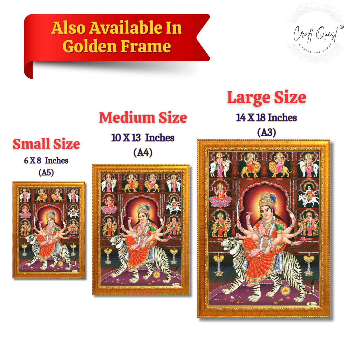 CRAFT QUEST Durga Mata Goddess Navadurga Navdurga Wall Painting Framed Home Décor