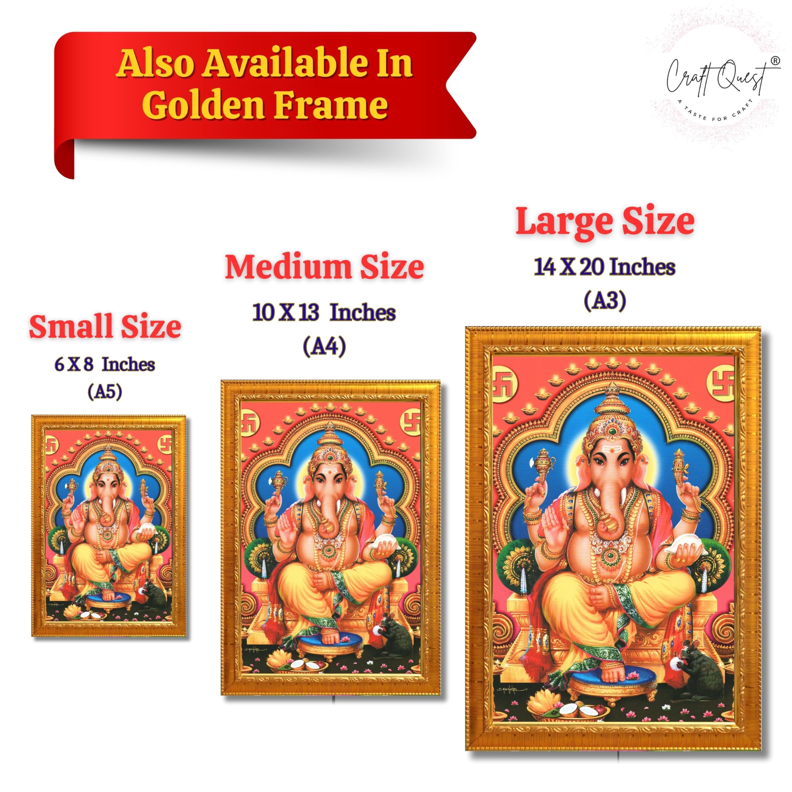 CRAFT QUEST Lord Ganpati Modern Wall Art Painting With Frame, Home and Office Decor