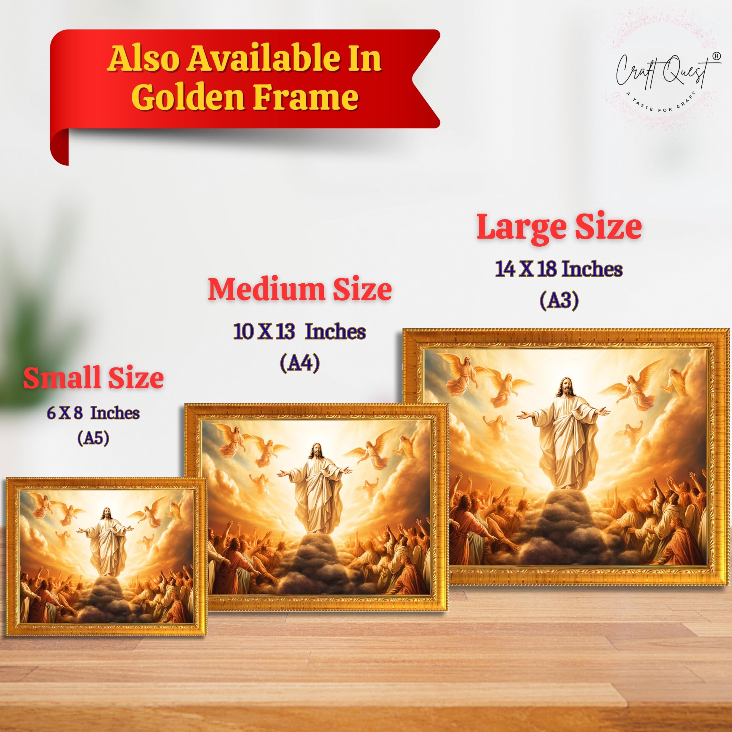 CRAFT QUEST Lord Jesus Christ Photo Frame | Decorative Picture for Gifts, Home Decor | Jesus Painting, Religious Photo Frame
