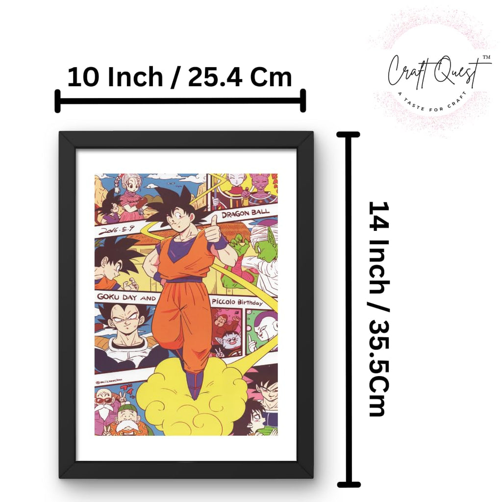 CRAFT QUEST Dragon ball Z Anime Poster Laminated Posters Framed Painting For Anime Naruto Fans Wall Decor, Home Decor with Matte Black Frame (14 Inches x 10 Inches)