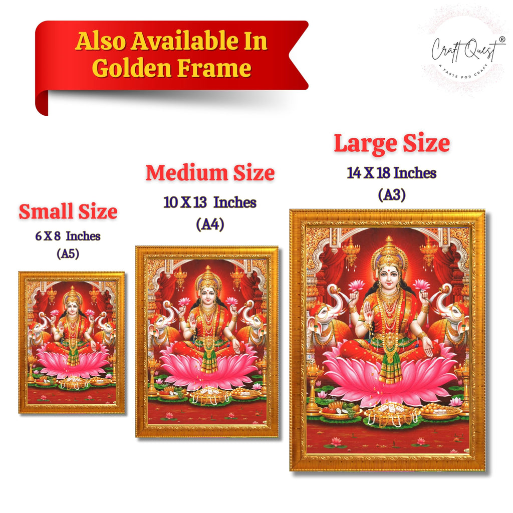 CRAFT QUEST Goddess Lakshmi Devi Dhana Vaibhav Laxmi Maa Wall Painting Frame Home Decor