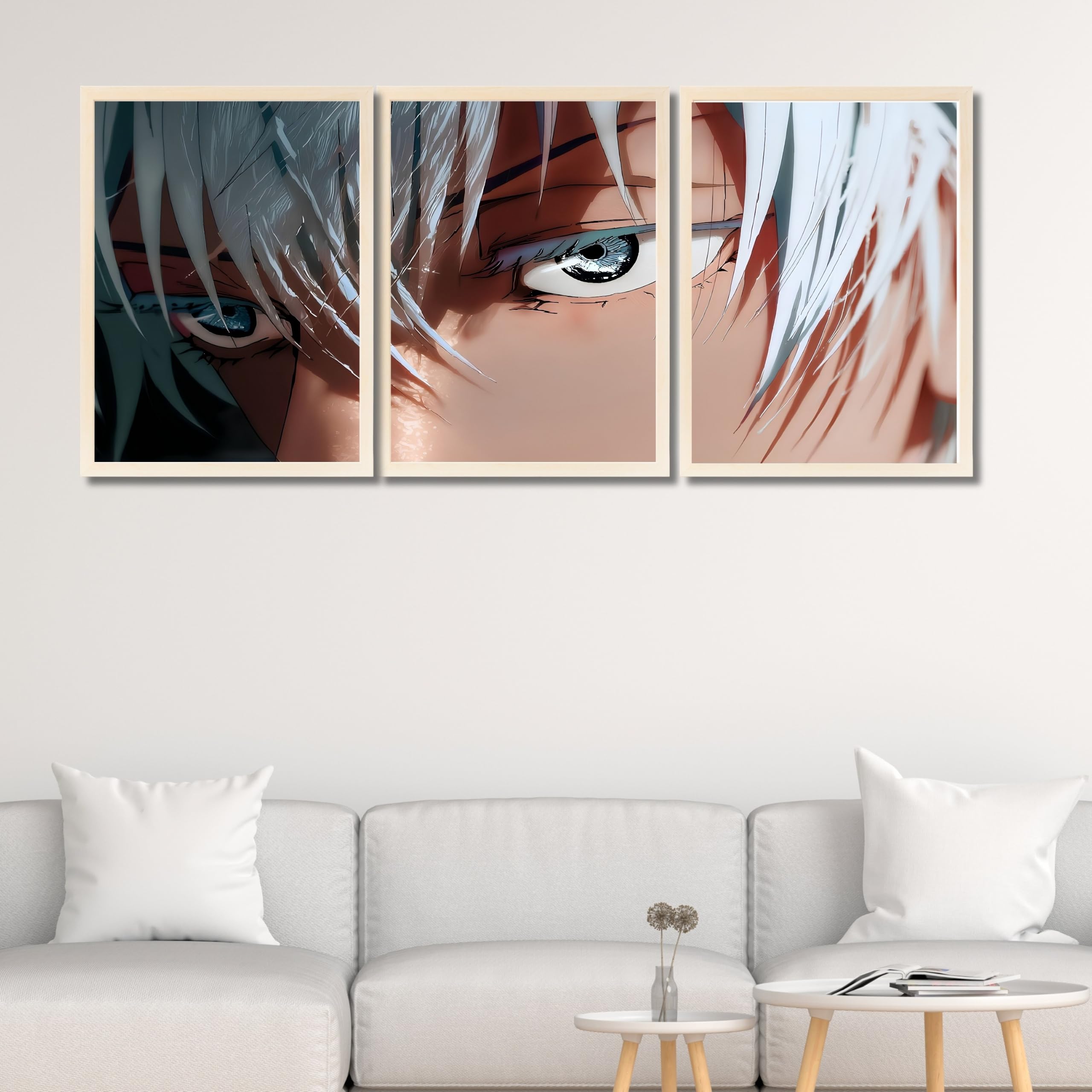 VENUXE ARTS Set Of 3 Anime Characters Wall Framed |Anime Characters Framed Poster for Living Room Bedroom Gaming Room Studio Wall Decor