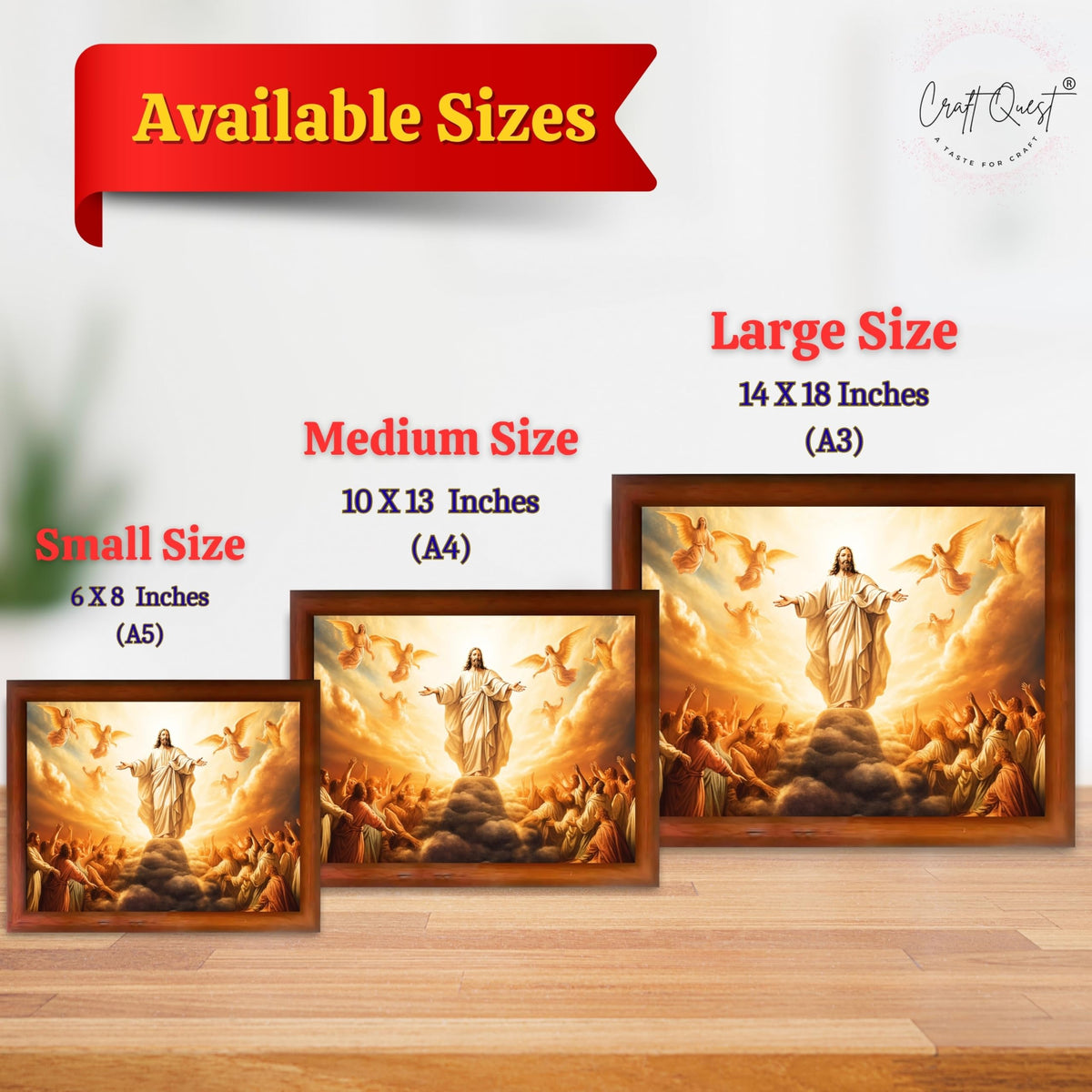 CRAFT QUEST Lord Jesus Christ Photo Frame | Decorative Picture for Gifts, Home Decor | Jesus Painting, Religious Photo Frame