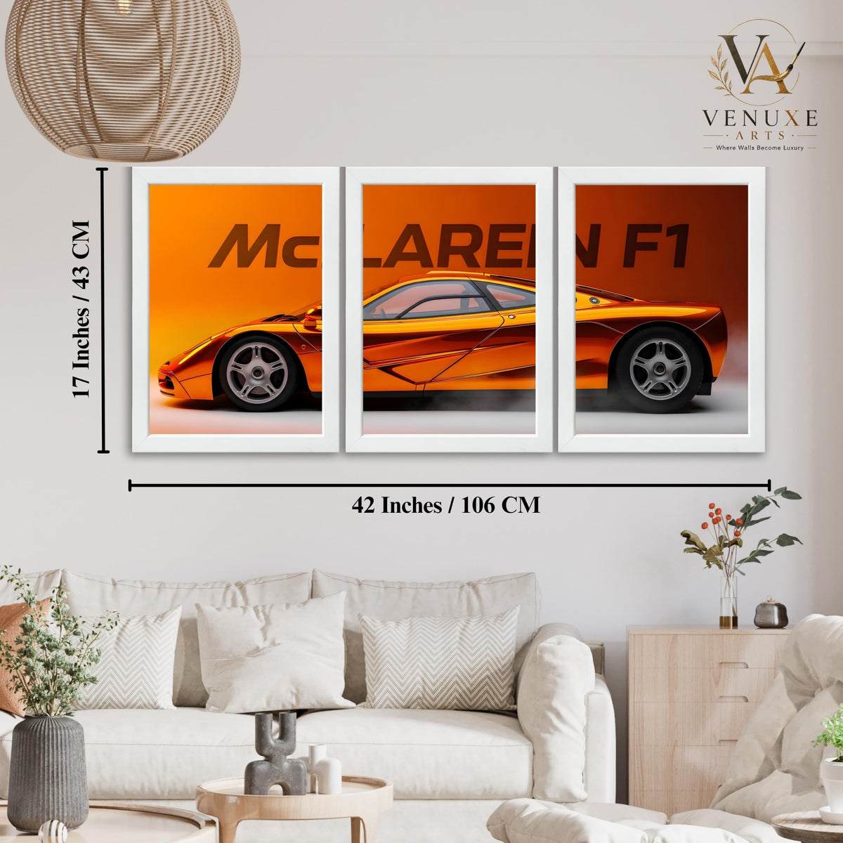 VENUXE ARTS Set Of 3 Big Sports Cars Framed Posters Gift Items for Boys Room Wall Decoration Bedroom, Living Room, Office, Studio Décor | Car Poster Frame for Wall Décor