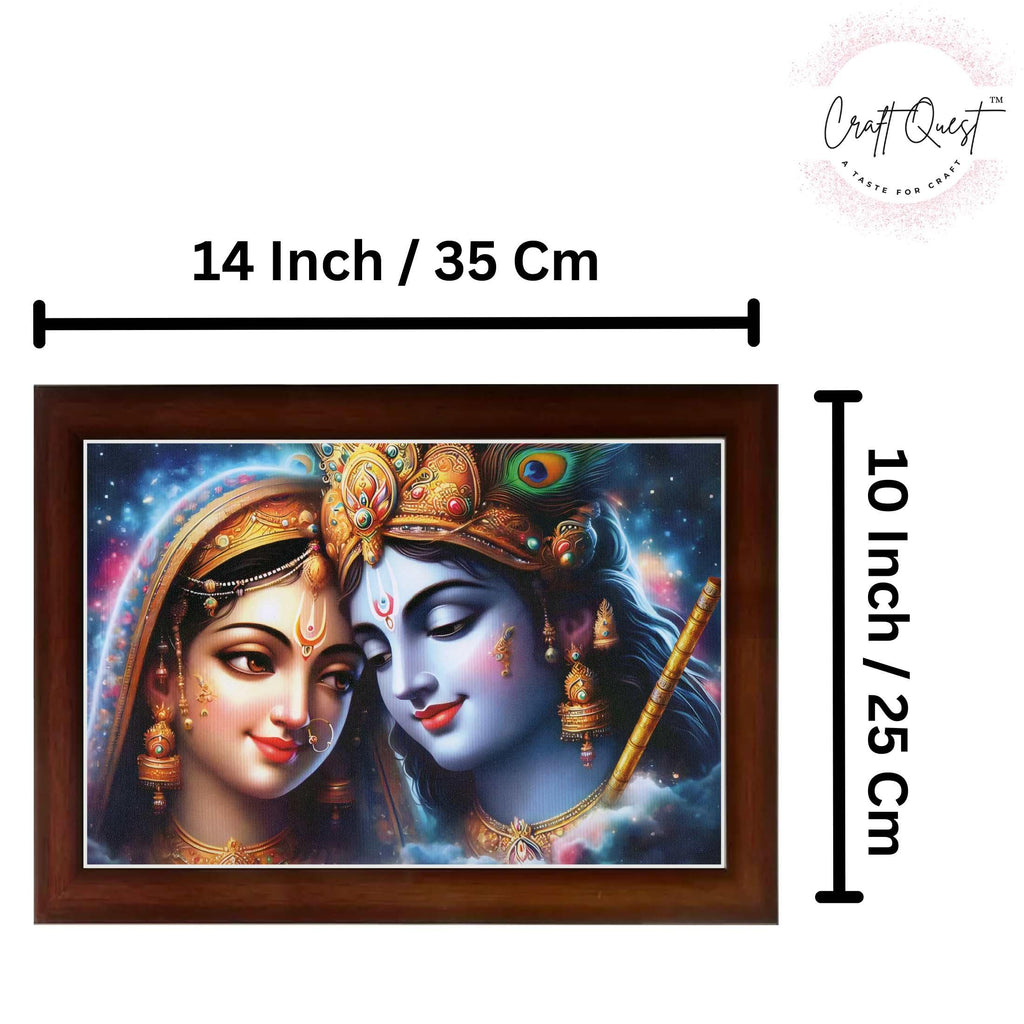 CRAFT QUEST Radha Krishna Art Photo Framed Painting for Home and Bedroom Wall Decoration of Size 14X10 Inches with Frame And Acrylic Glass RK208