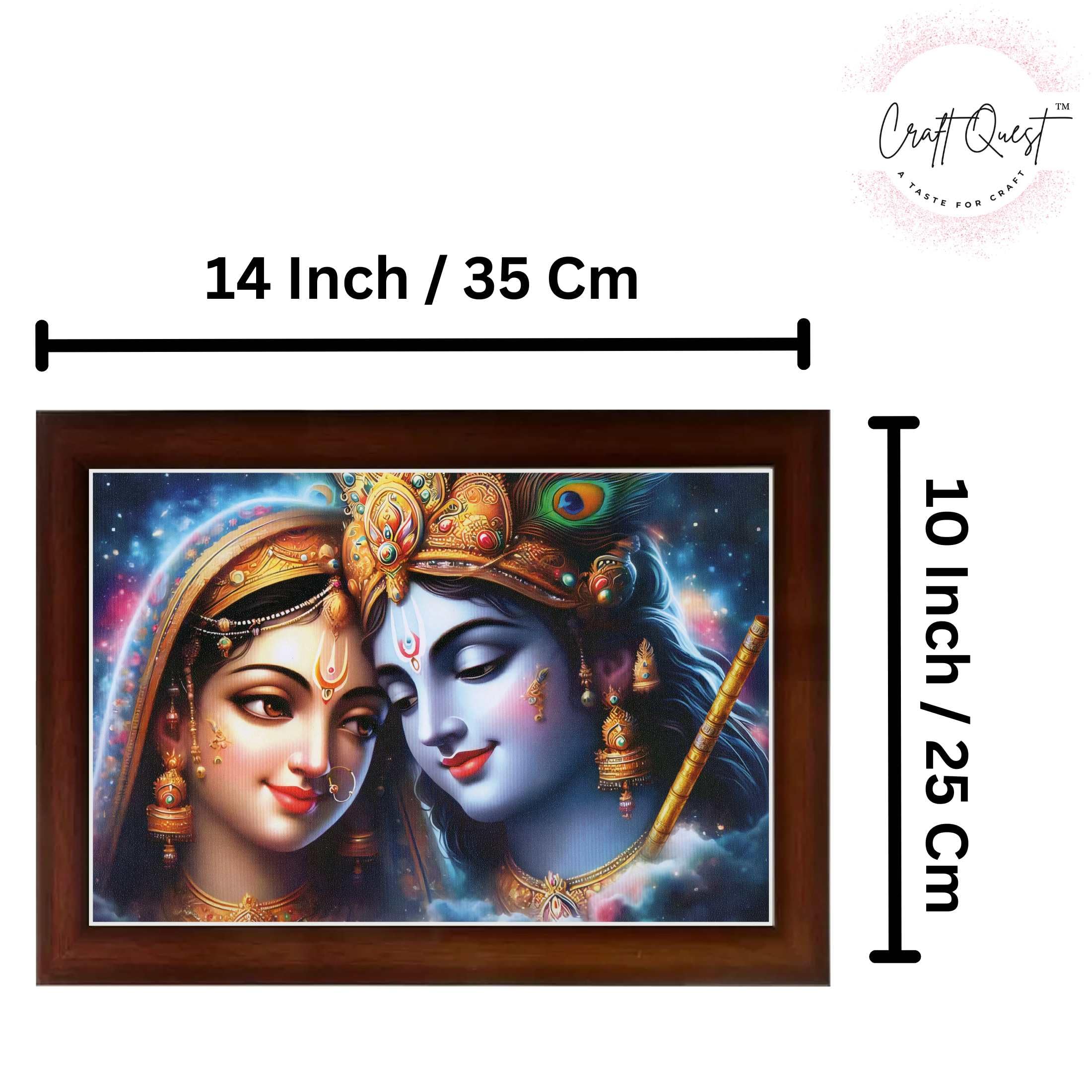 CRAFT QUEST Radha Krishna Art Photo Framed Painting for Home and Bedroom Wall Decoration of Size 14X10 Inches with Frame And Acrylic Glass RK208