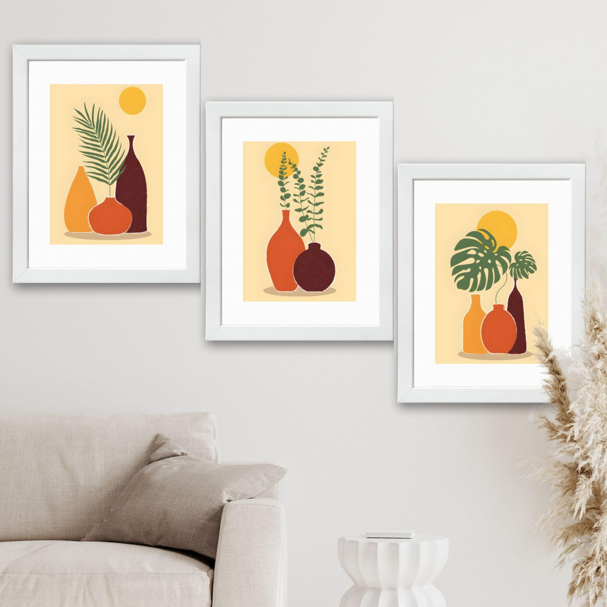CRAFT QUEST Wall Art Decor Paintings | Set of 3 FLORAL Wall Art Frames for Home Decoration | Ideal for Living Room, Bedroom & Offices