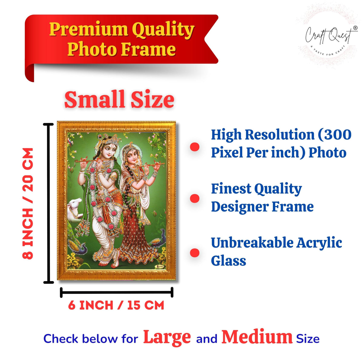 CRAFT QUEST Lord Radha Krishna Photo Frame Wall Painting Framed Home and room Décor