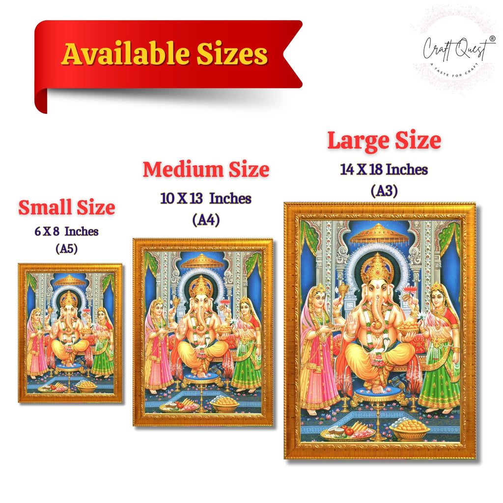 CRAFT QUEST Lord Ganesha Ganpati ji Modern Wall Painting With Frame For Pooja, Home and Office Decor,