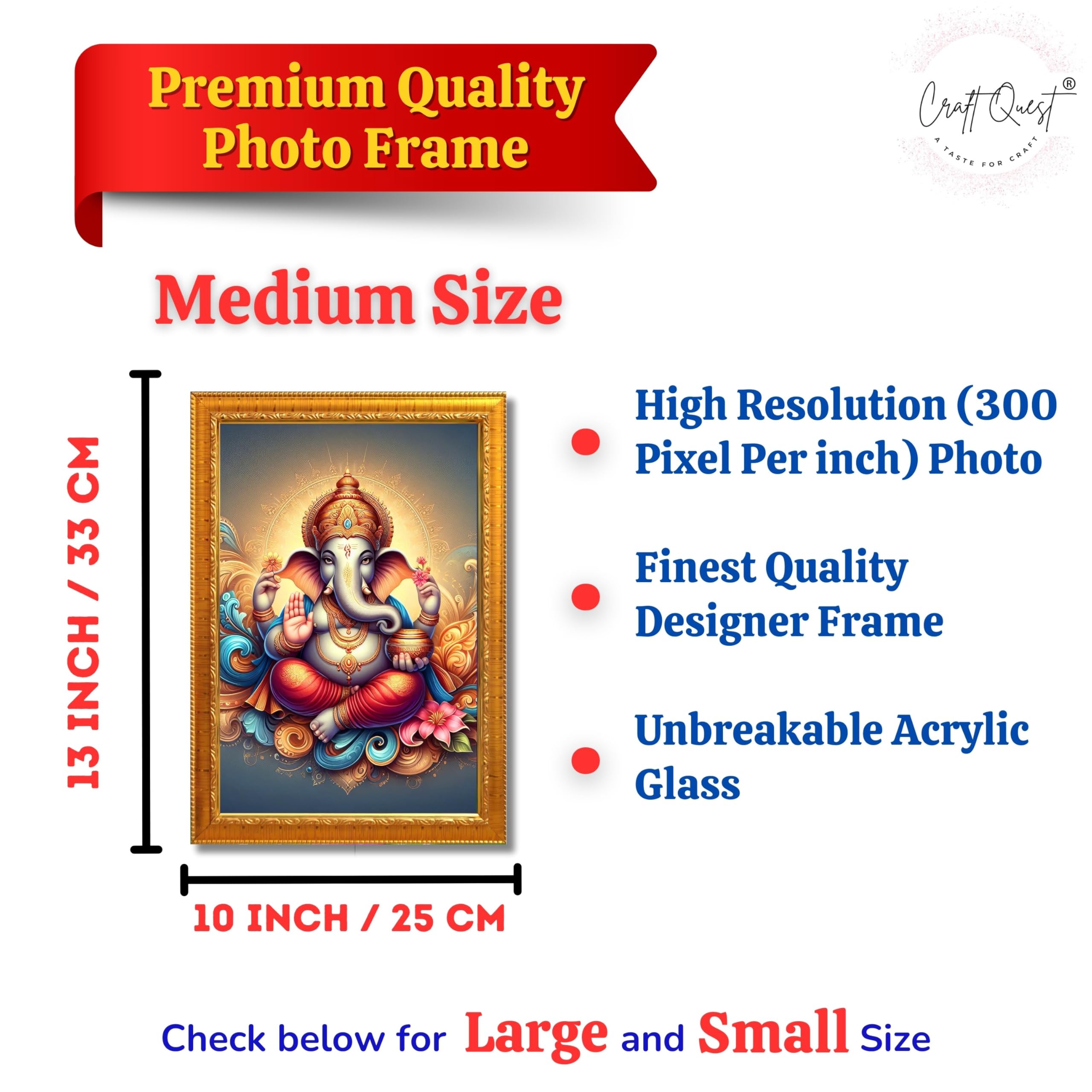 CRAFT QUEST Lord Ganesha Modern Wall Painting With Frame For Home and Office Decor
