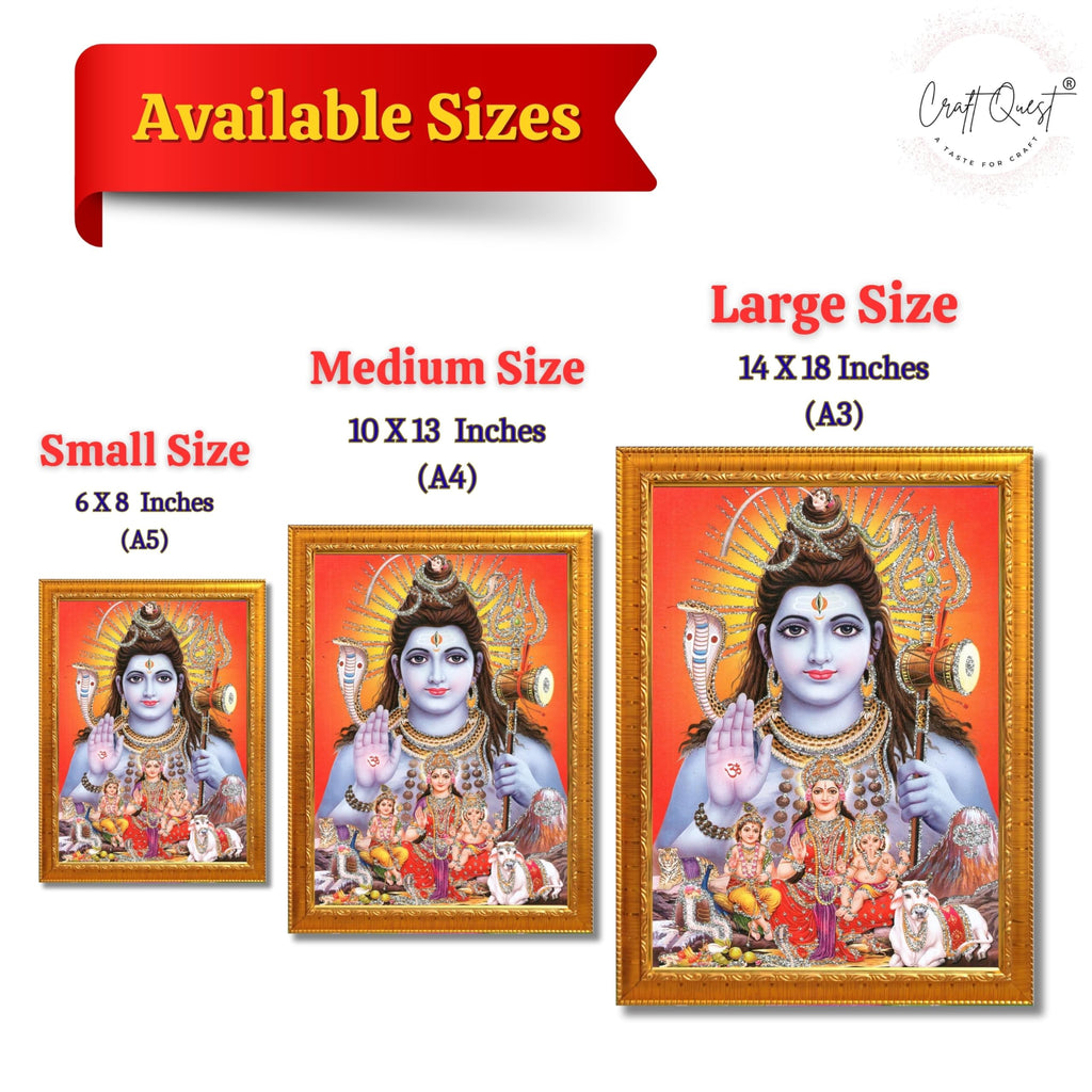 CRAFT QUEST God Shiv Ji Shiva Wall Painting | Premium Framed Hindu God Wall Art | Spiritual Mahadev Poster for Living Room, Bedroom, Office, Meditation, Pooja & Temple Décor Item |