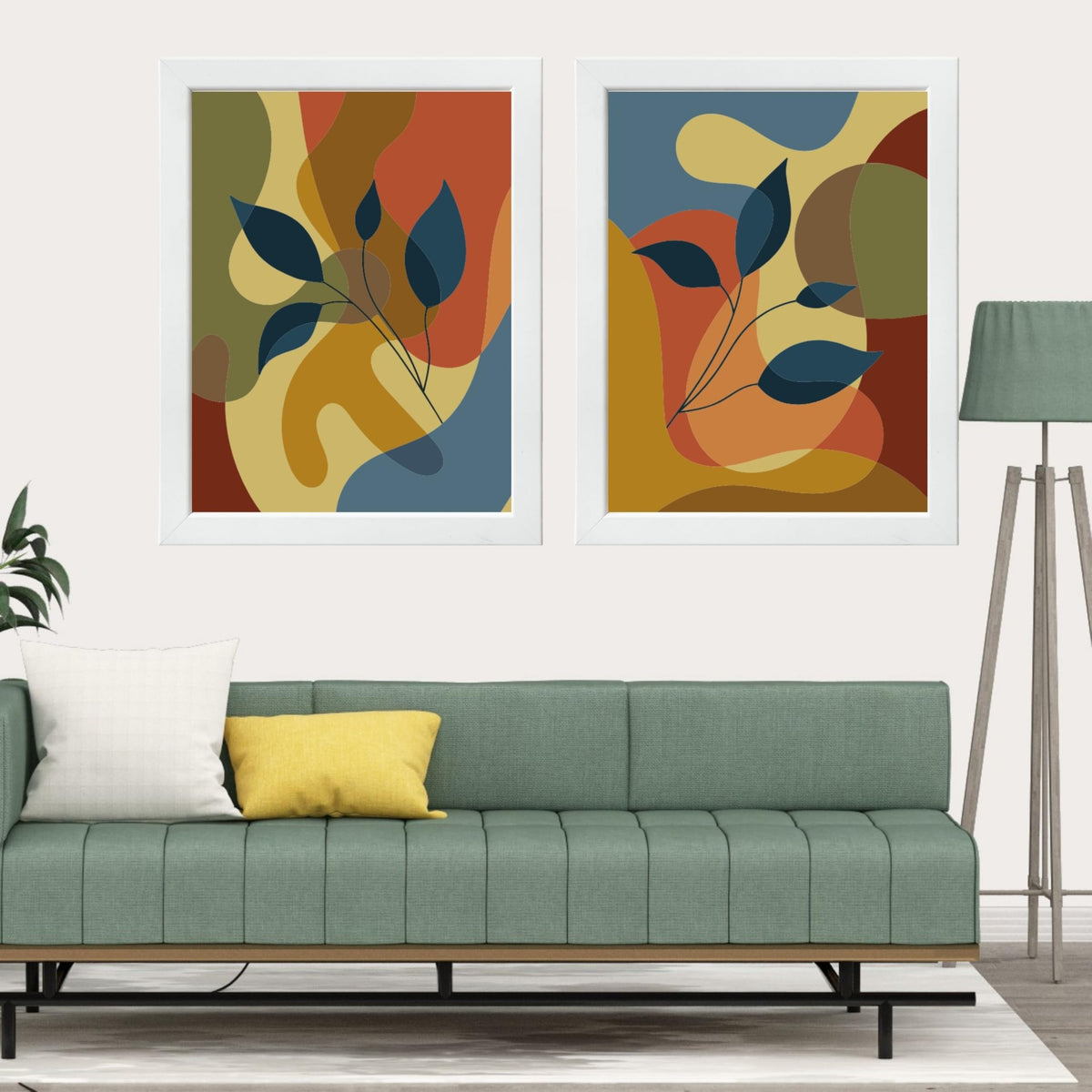 CRAFT QUEST Wall Art Decor Paintings | Set of 2 Floral Art Frames for Home Decoration | Ideal for Living Room, Bedroom & Office