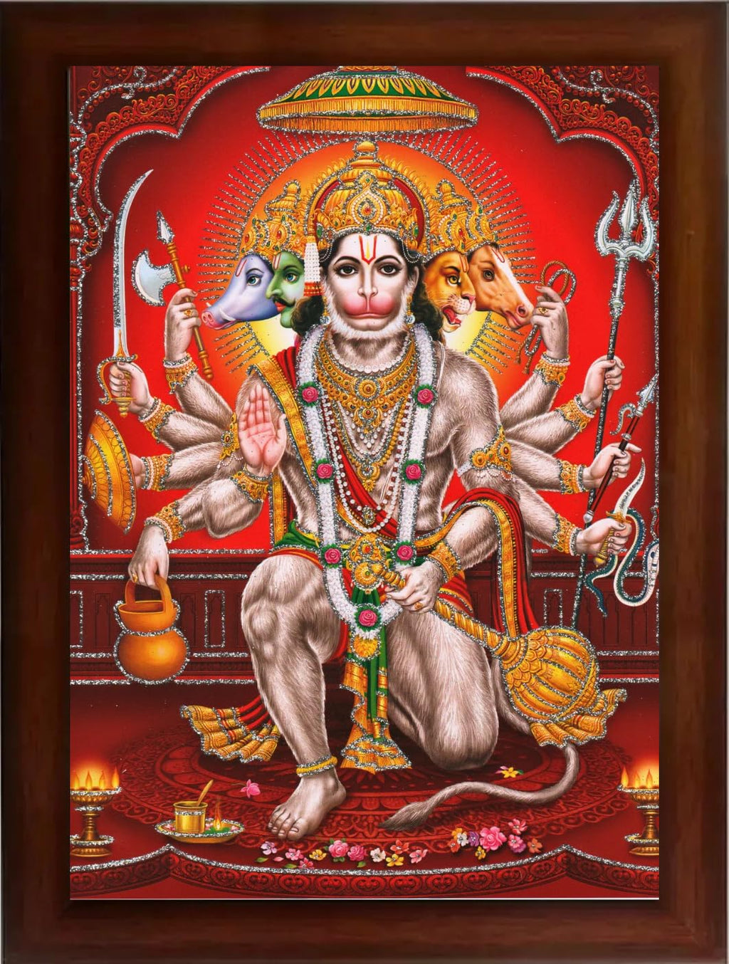 CRAFT QUEST Panchmukhi Hanuman Photo Frame Home Decorative Item, Synthetic Wood (10 X 13 Inches)