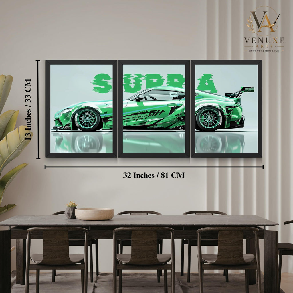 VENUXE ARTS Set Of 3 Big Sports Cars Framed Posters Gift Items for Boys Room Wall Decoration Bedroom Living Room Office Studio Décor | Car Poster Frame for Wall Décor