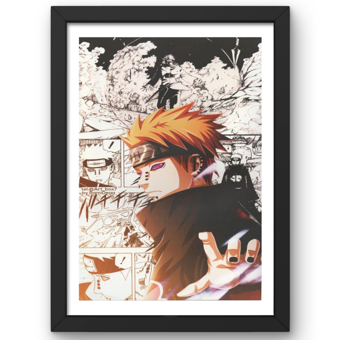 CRAFT QUEST Naruto Anime Laminated Posters Framed Painting For Anime Naruto Fans Wall Decor, Home Decor with Matt Black Frame (14 Inches x 10 Inches)