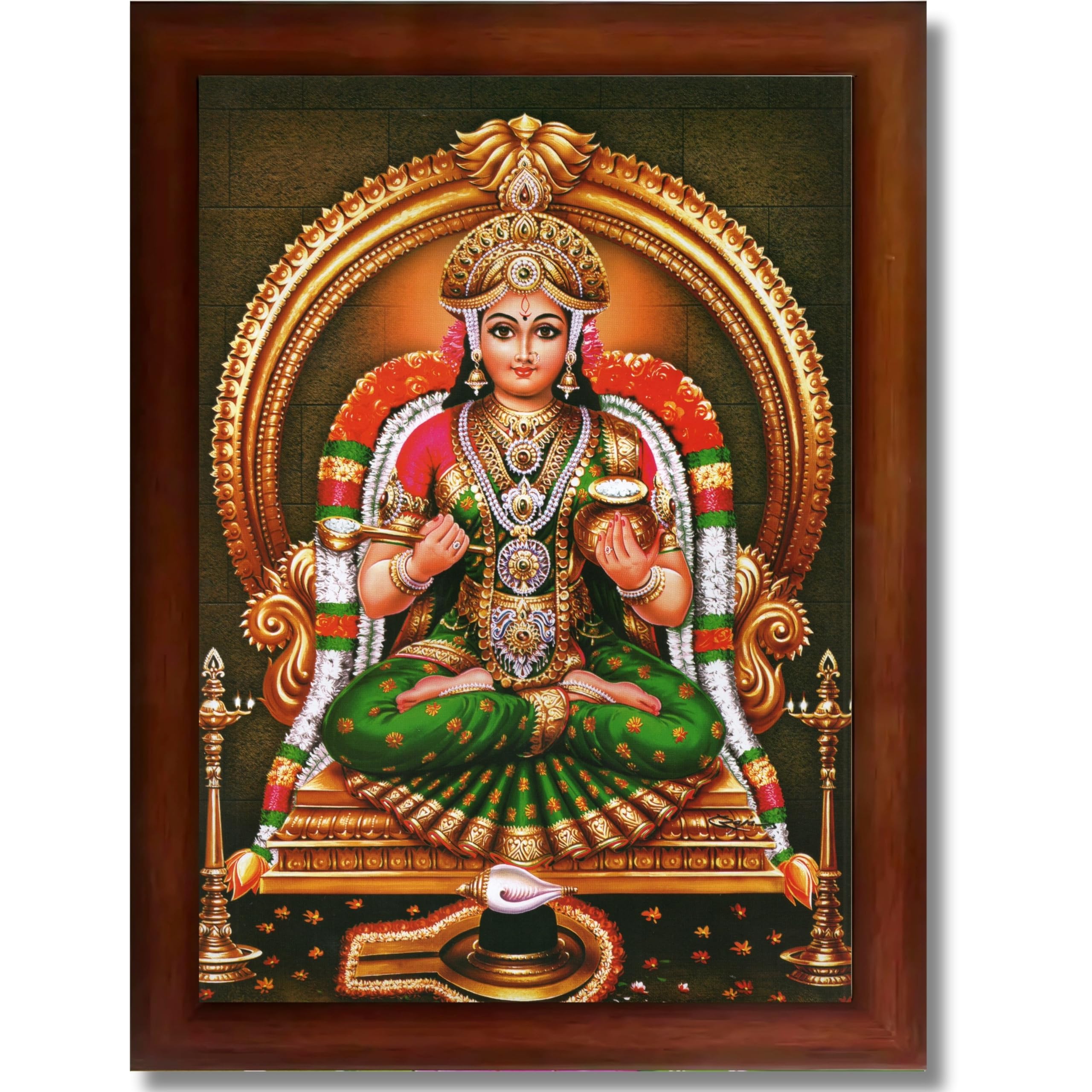 CRAFT QUEST Shiva & Maa Annapurna devi sitting on throne photo frame with Acrylic Glass for Kitchen, Food & Prosperity Blessing Hindu