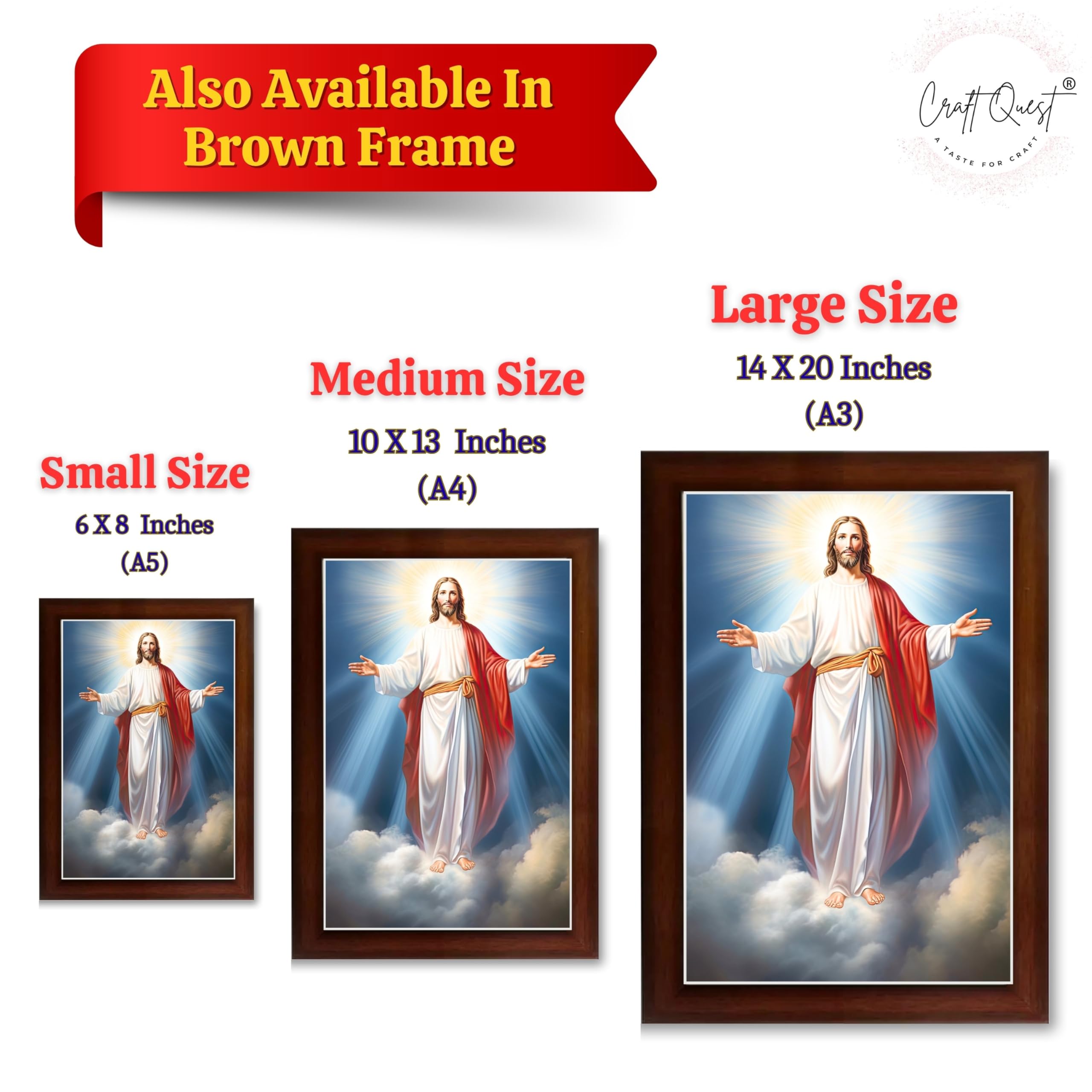 CRAFT QUEST Jesus Christ Wall Artwork Photo Frame Spiritual Christian Wall Décor Item for Room and Prayer