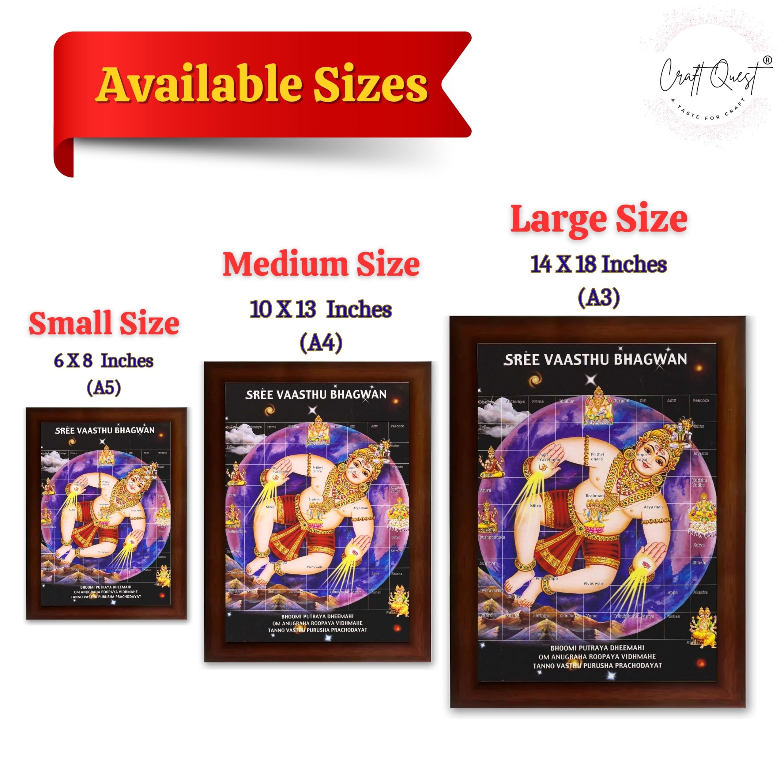 CRAFT QUEST Bhagwan Vastu Purush Bhagavan Vasthu Purusha Wall Painting Photo Framed Home Décor Best Gifting Item