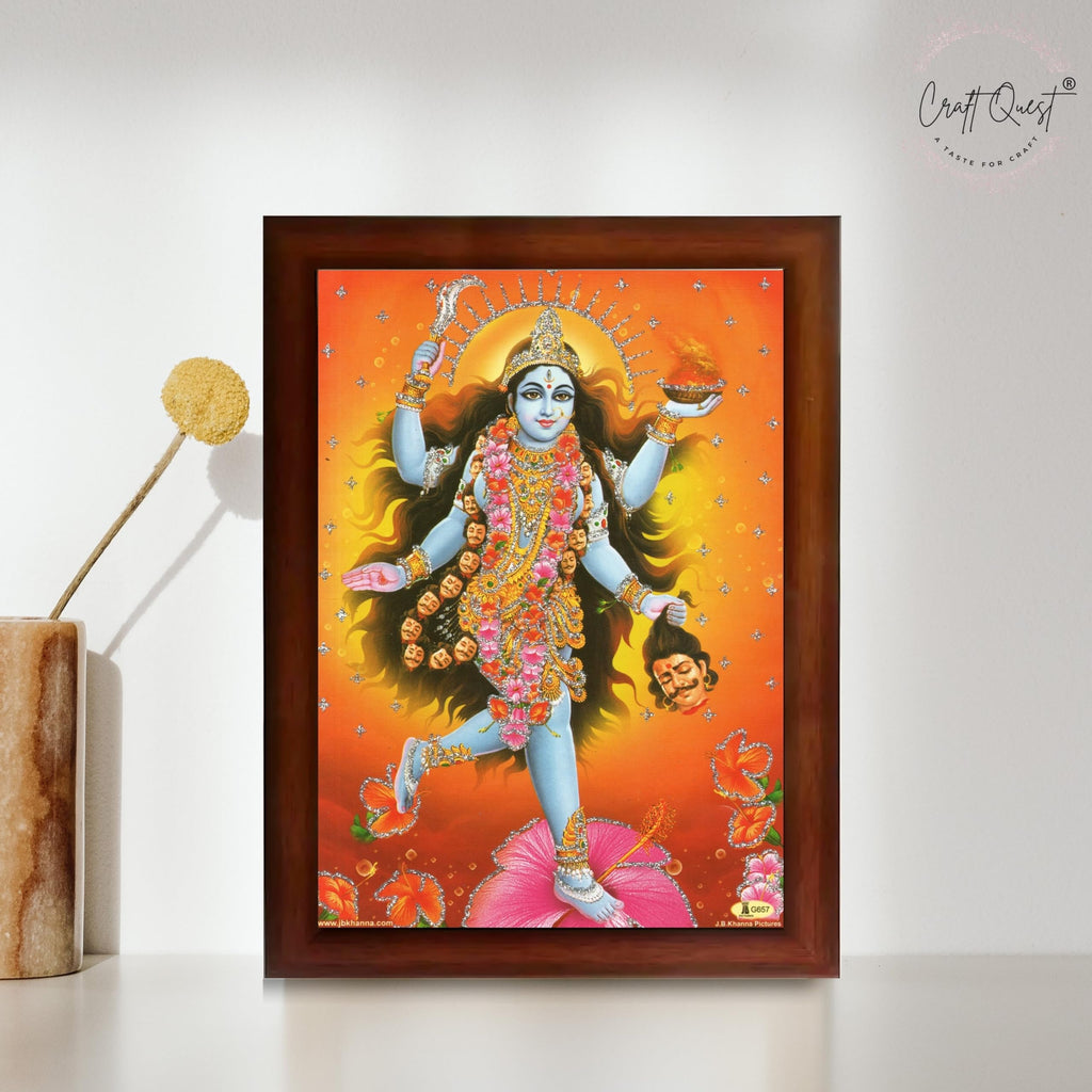 CRAFT QUEST Maha Kali Maa Kalika Mata Mahakali Shiv Shiva Wall Painting Framed Home Decor