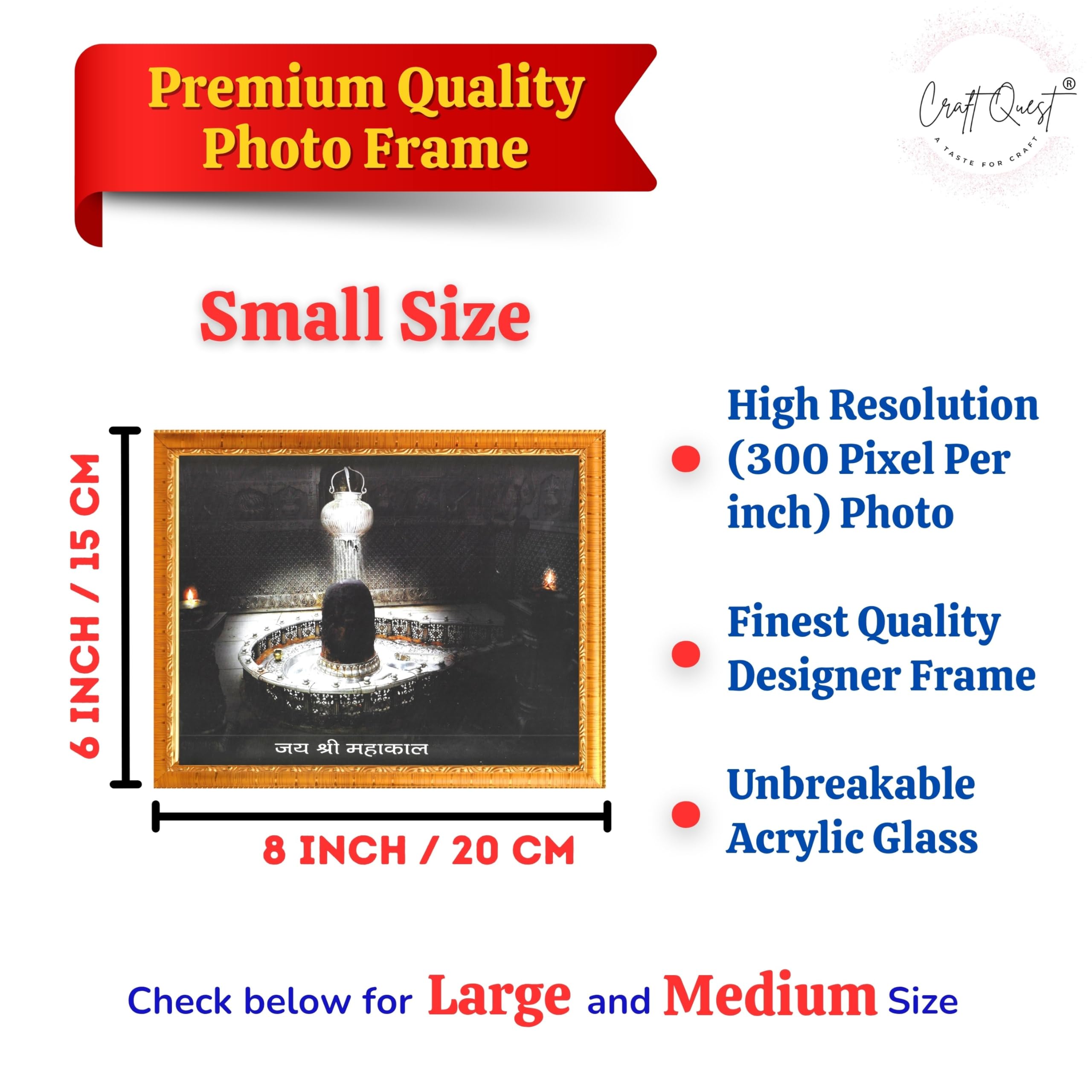 CRAFT QUEST Mahakaleshwar Photo Frame Mahadev Shiva Bholenath Mahakal Photo Frame, Religious Photo Frame