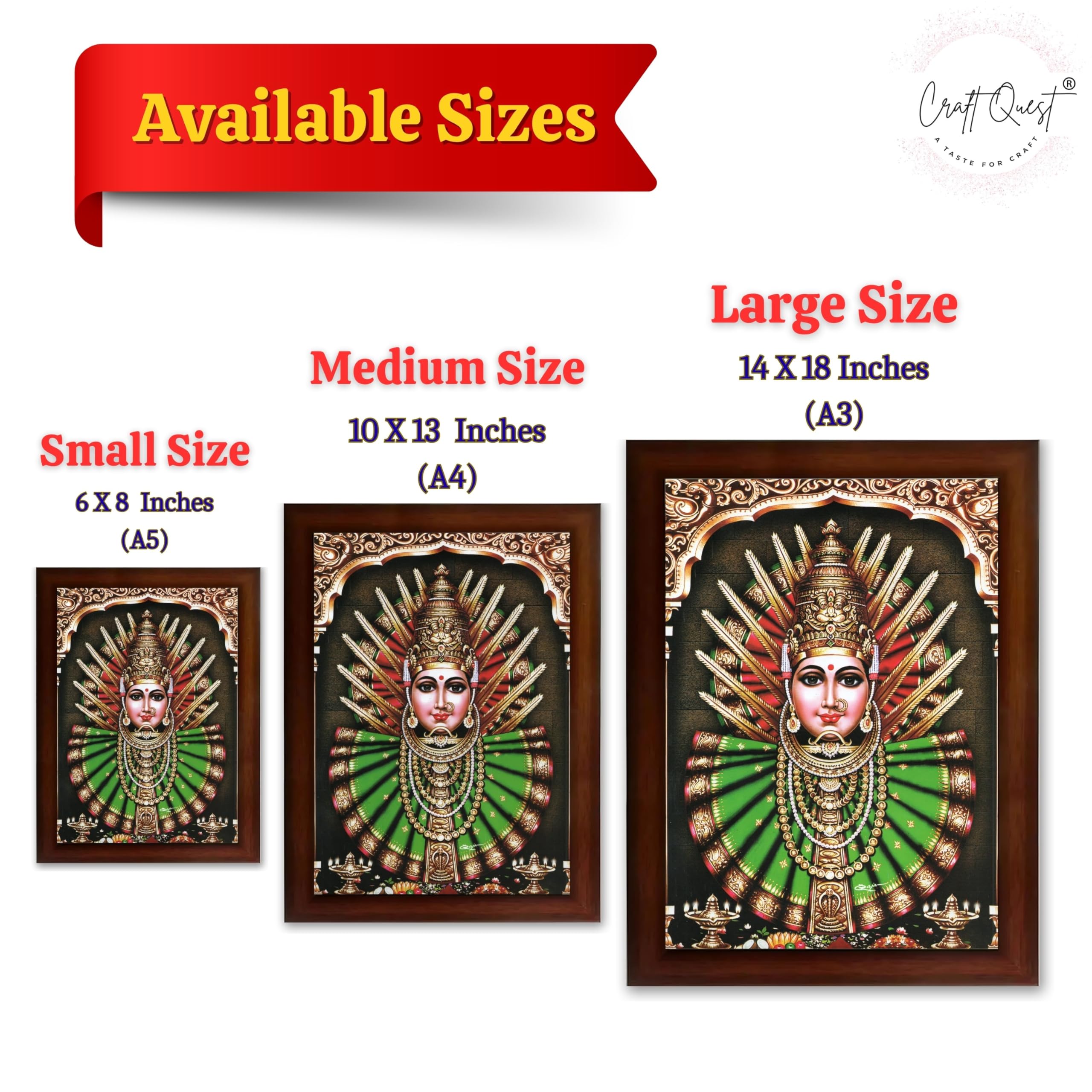 CRAFT QUEST Renuka Devi Yellamma Mata Ellamma Thalli Wall Photo Frame | South God Picture Frame for Home, Office, Temple & Gifting, Decor