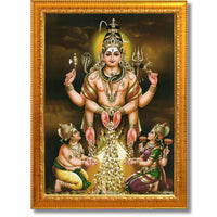 CRAFT QUEST Swarnakarshana Bhairava Swamy With Lakshmi Devi and Kuber Bhagwan Wall Photo Frame | South God Picture Frame for Home, Office, Temple & Gifting
