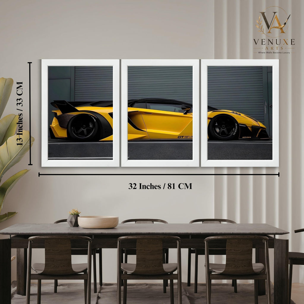 VENUXE ARTS Set Of 3 Big Sports Cars Framed Posters Gift Items for Boys Room Wall Decoration Bedroom Living Room Office Studio Décor | Car Poster Frame for Wall Décor