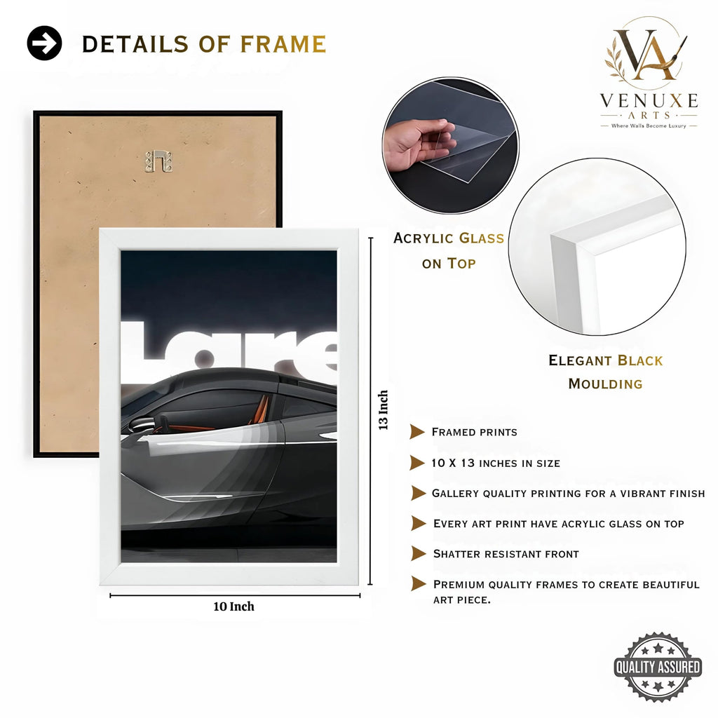 VENUXE ARTS Set Of 3 Big Sports Cars Framed Posters Gift Items for Boys Room Wall Decoration Bedroom Living Room Office Studio Décor | Car Poster Frame for Wall Décor
