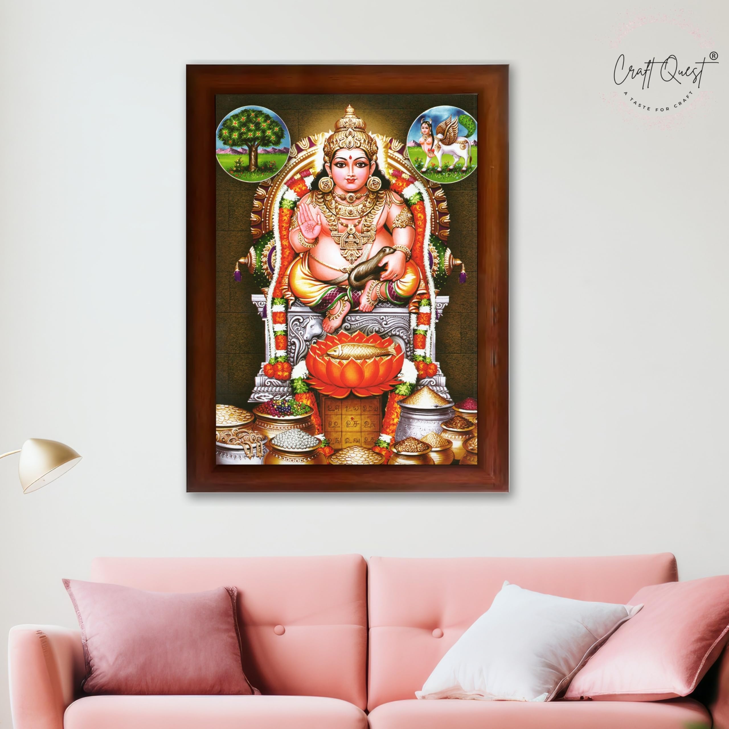 CRAFT QUEST Lord Kubera Swamy Bhagwan Kuber Kubera Wall Painting Framed, Religious Photo Frame, Home Decoration Gift Item
