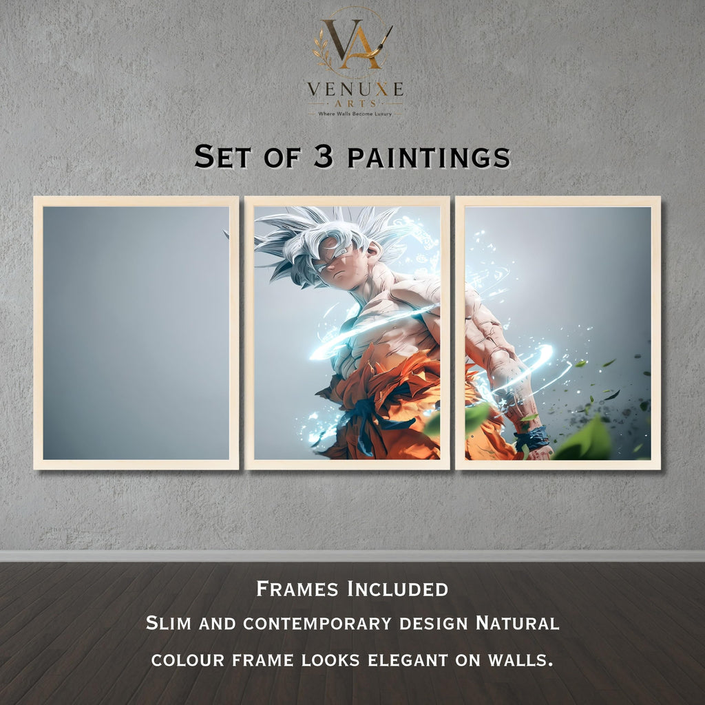 VENUXE ARTS Set Of 3 Anime Characters Wall Framed |Anime Characters Framed Poster for Living Room Bedroom Gaming Room Studio Wall Decor