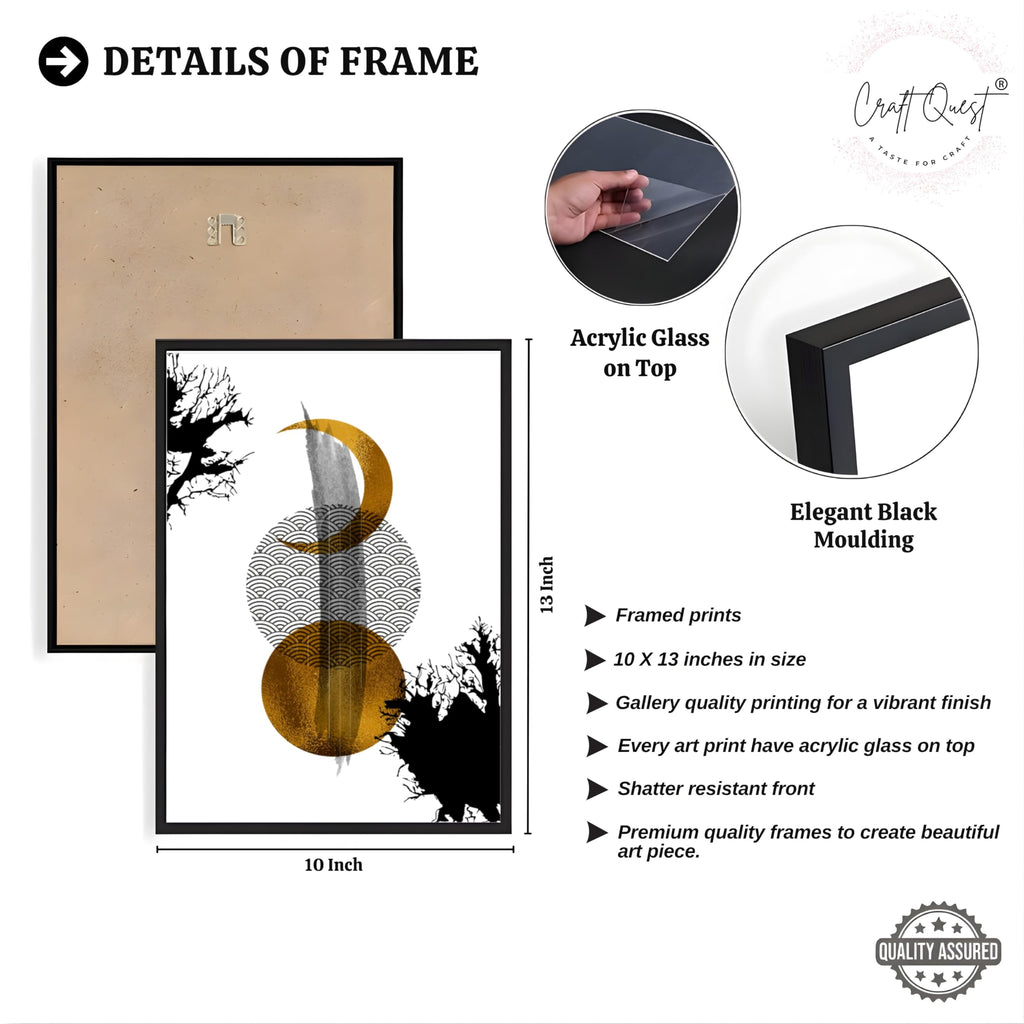 CRAFT QUEST Wall Art Decor Paintings | Set of 3 Abstract Wall Art Frames for Home Decoration | Ideal for Living Room, Bedrooms & Office
