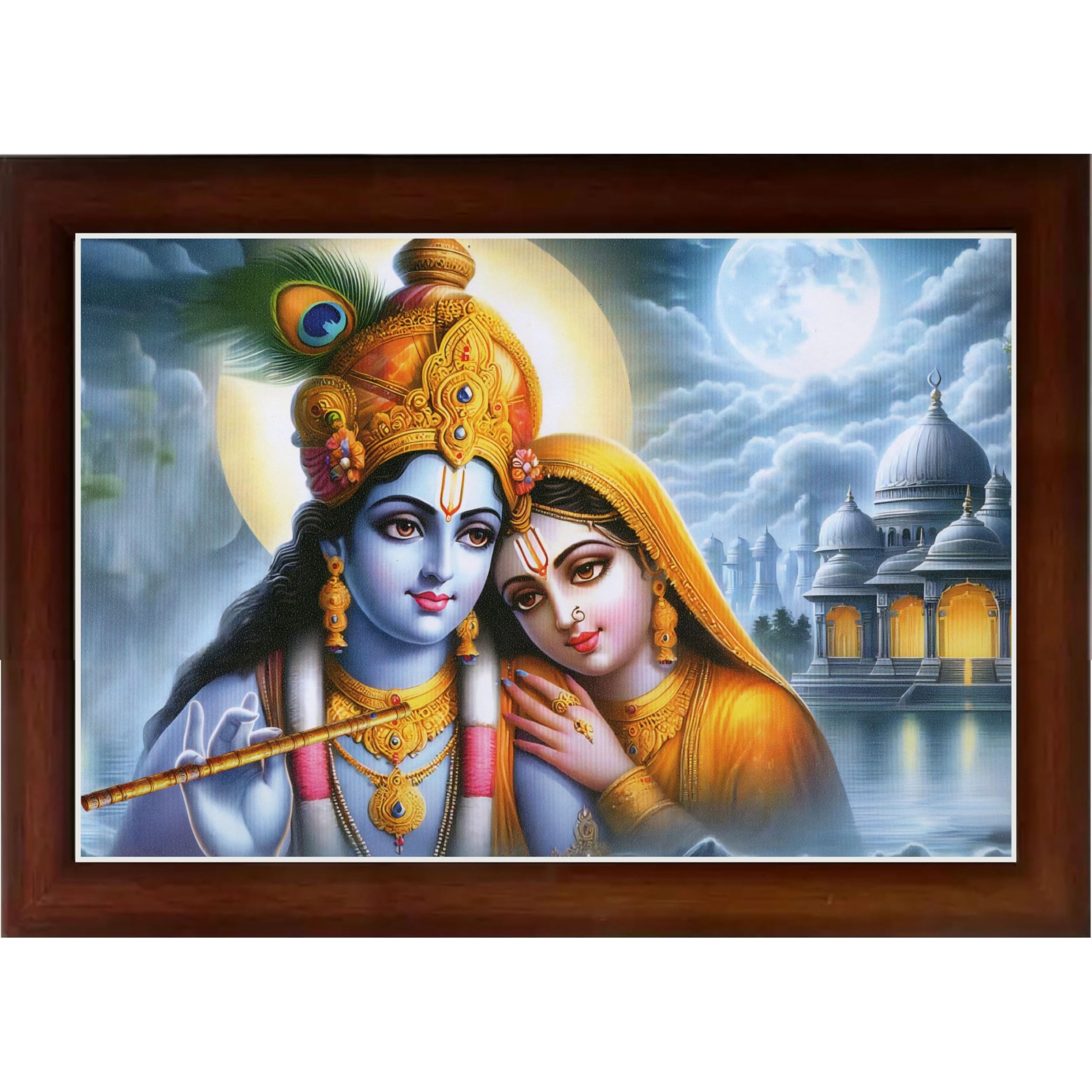CRAFT QUEST Radha Krishna Art Photo Framed Painting for Home and Bedroom Wall Decoration of Size 14X10 Inches with Frame And Acrylic Glass