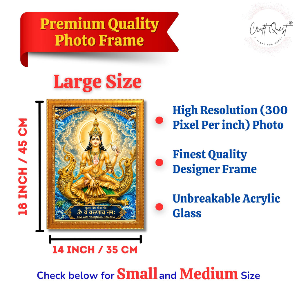 CRAFT QUEST Varun Dev photo frame for wall vastu | Jhulelal Ji Acrylic Photo Frame for Wall Decoration | Vastu Positive Energy Wall Art for Home, Office & Temple