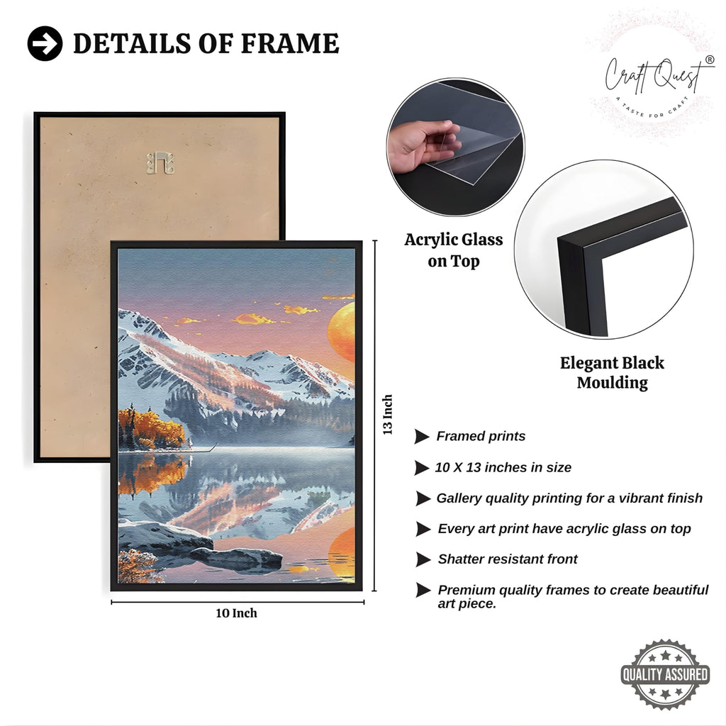 CRAFT QUEST Modern Art Paintings With Lake & Mountains Wall Art | Set of 3 Frames for Home Decoration | Ideal for Living Room, Bedroom & Offices