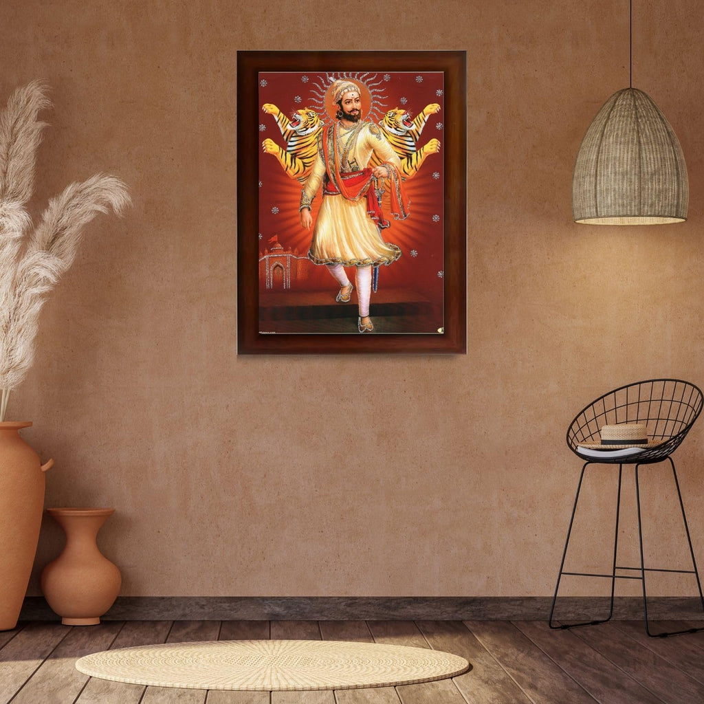 CRAFT QUEST Chhatrapati Shivaji Maharaj photo frame Home Decorative items with synthetic frame (Style 3)