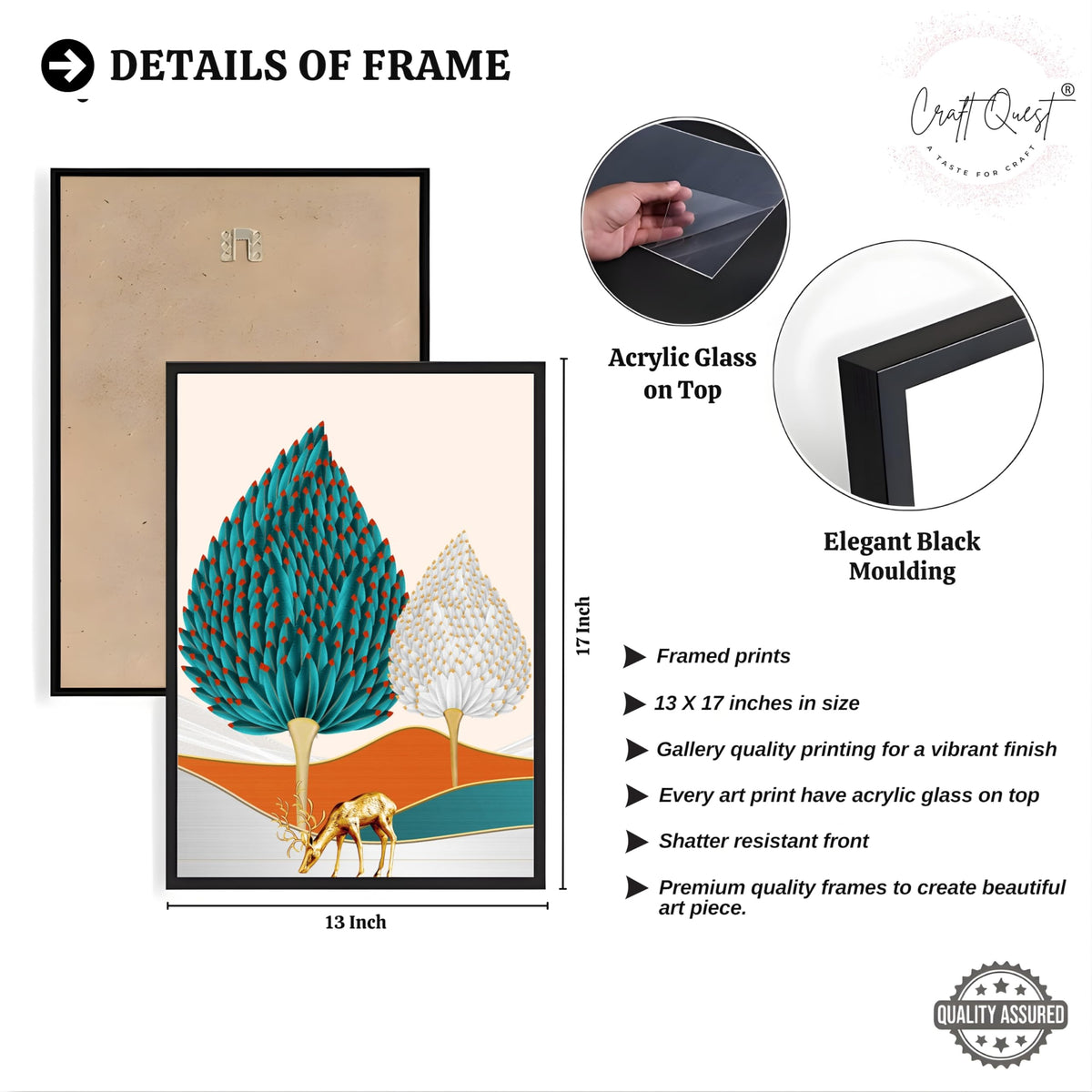 CRAFT QUEST Modern Art Landscapes Sanlian Adornment Abstract Wall Art | Set of 3 Frames for Home Decoration | Ideal for Living Room, Bedroom & Offices