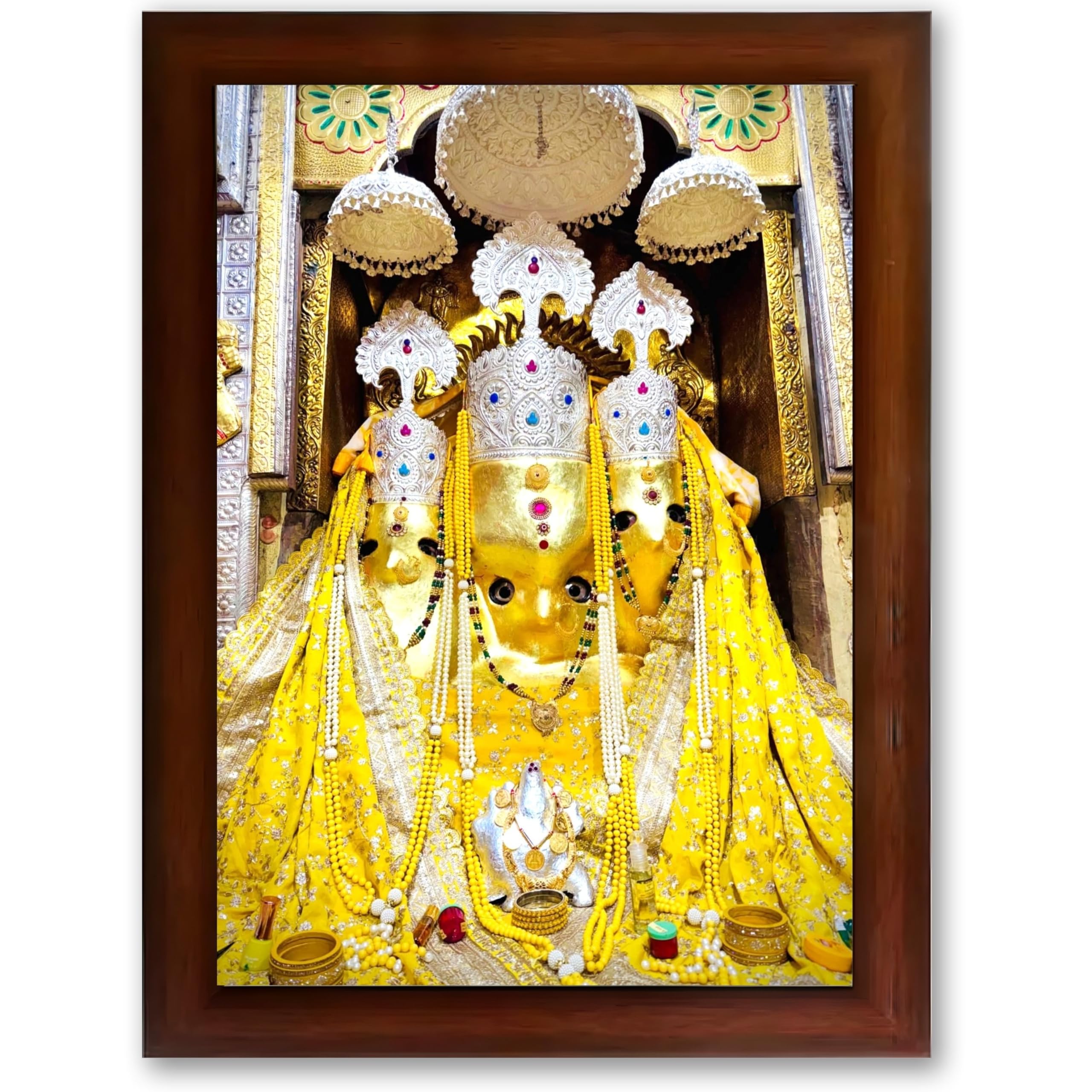 CRAFT QUEST Baglamuklhi maa/mata wodden Religious Photo Frame for Home, Office