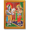 CRAFT QUEST Shiva & Maa Annapurna devi sitting on throne photo frame with Acrylic Glass for Kitchen