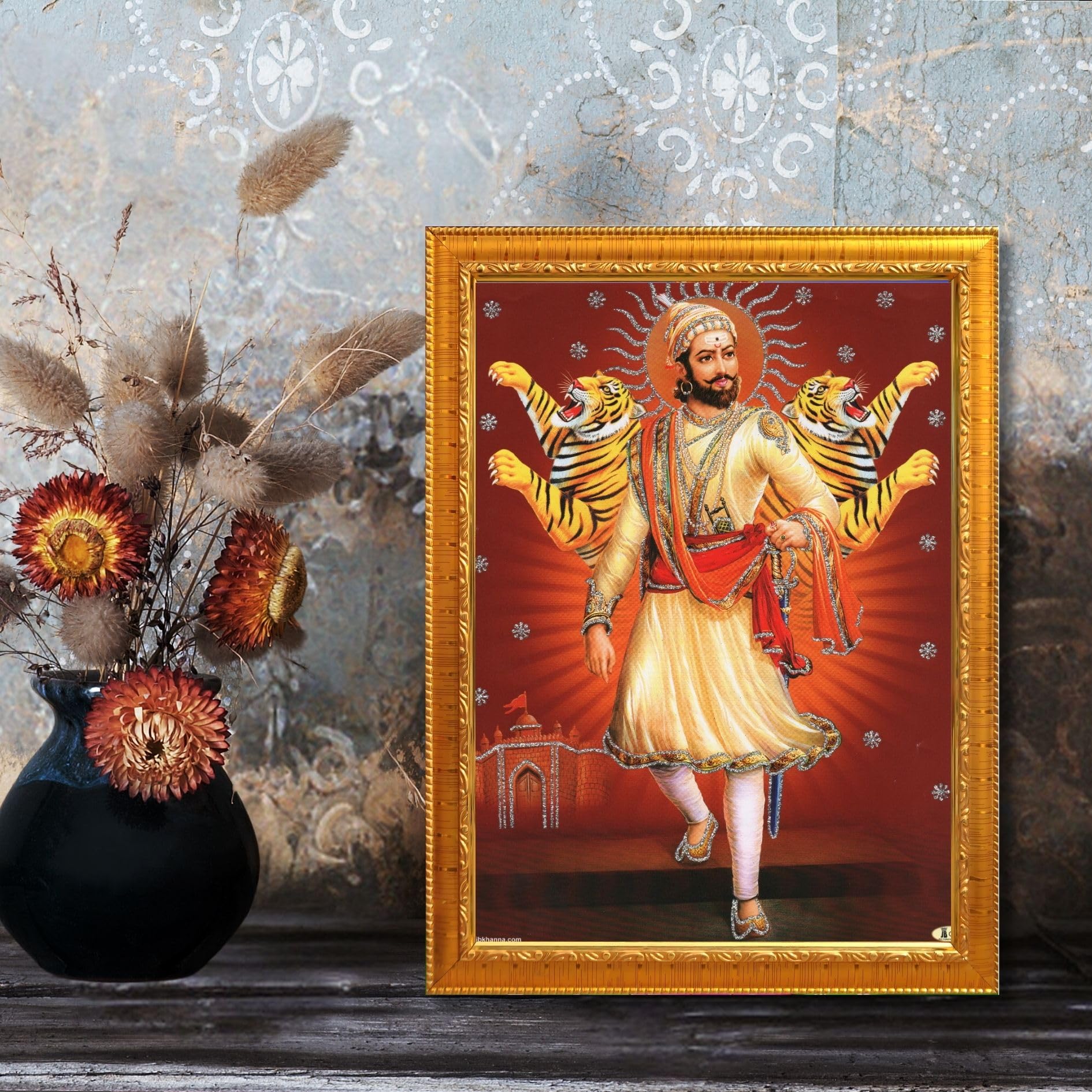 CRAFT QUEST Chhatrapati Shivaji Maharaj photo frame Home Decorative items with synthetic frame (Style 3)