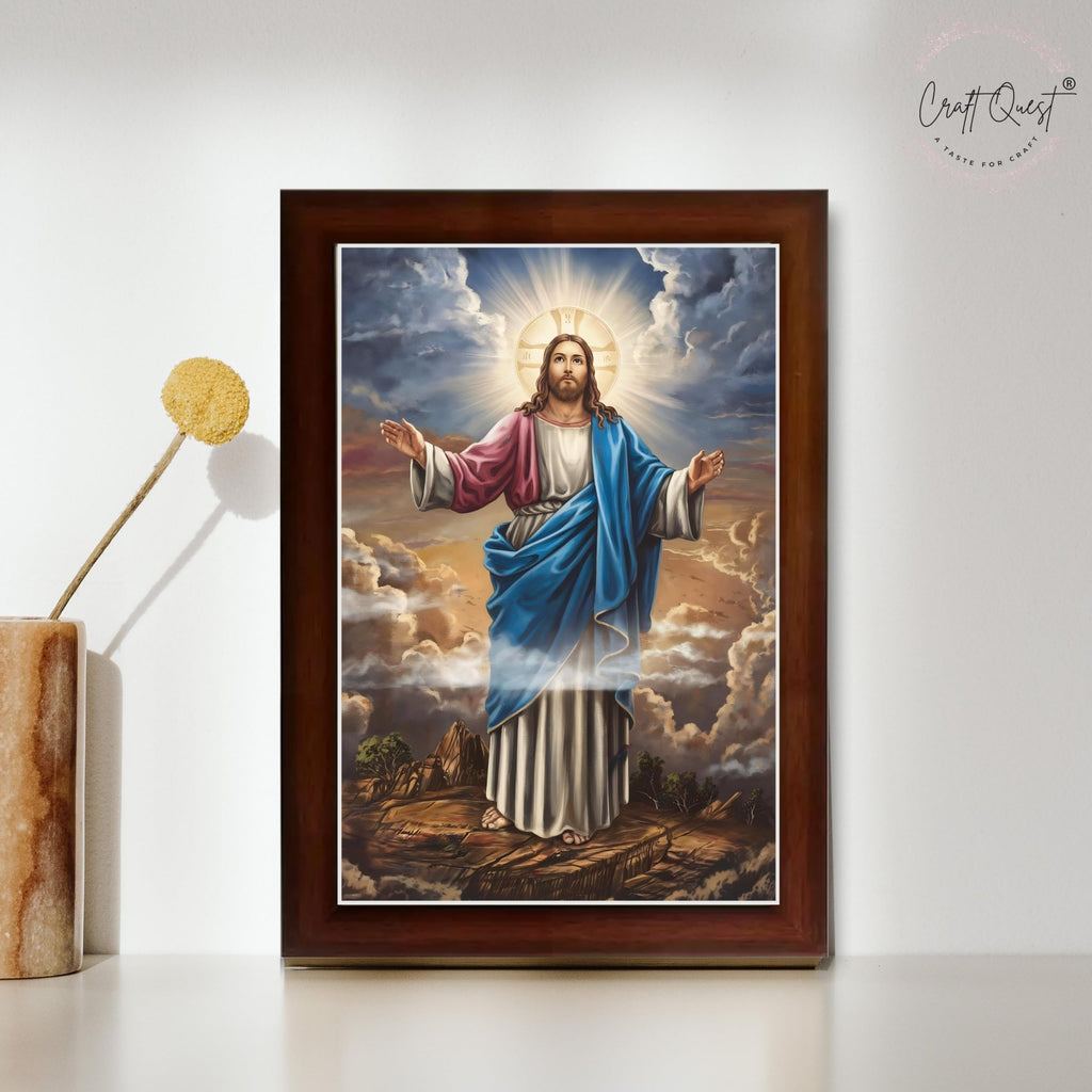 CRAFT QUEST Jesus Christ Photo with Frame, Jesus Painting, Christian Wall Frames Home and Décor